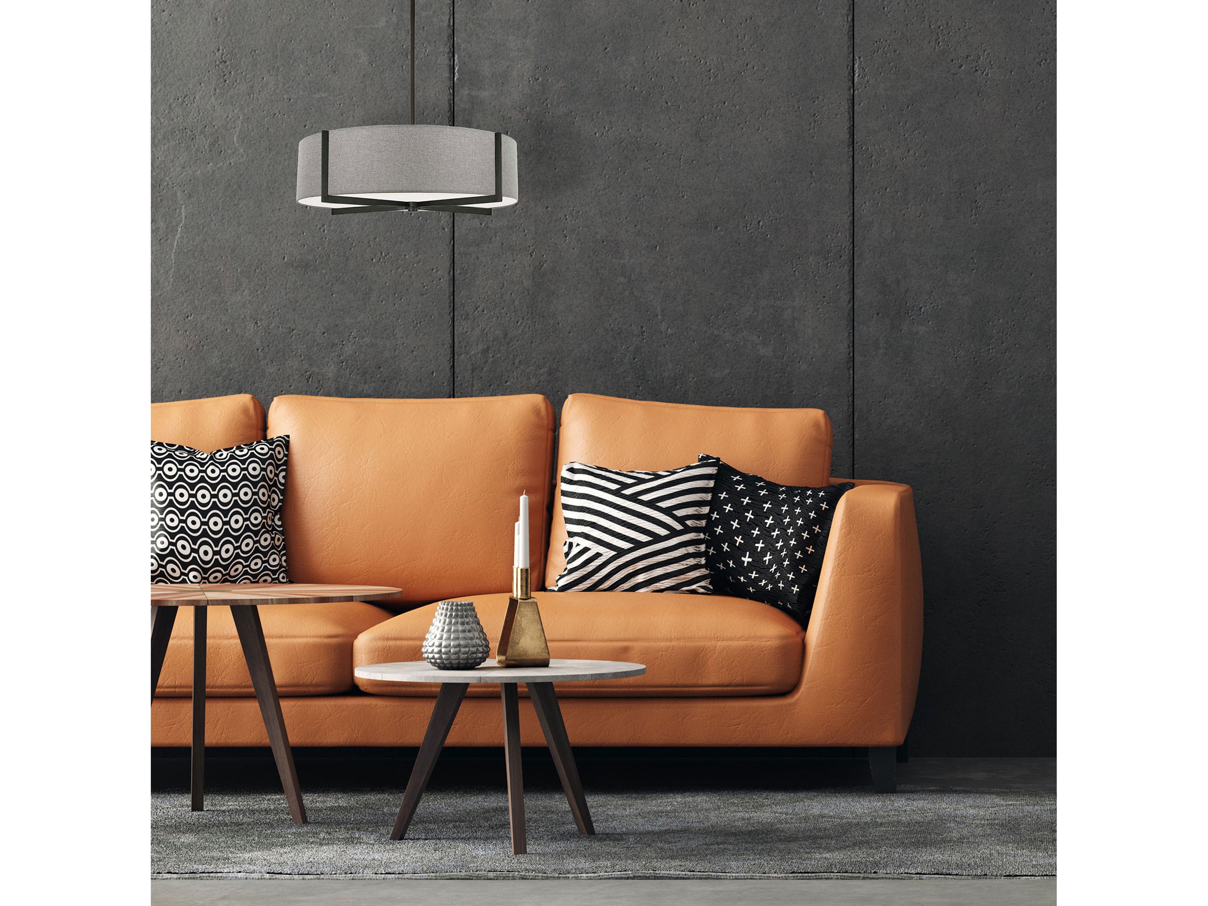 Dainolite Preston 4-Light Grey Matte Black Round Pendant