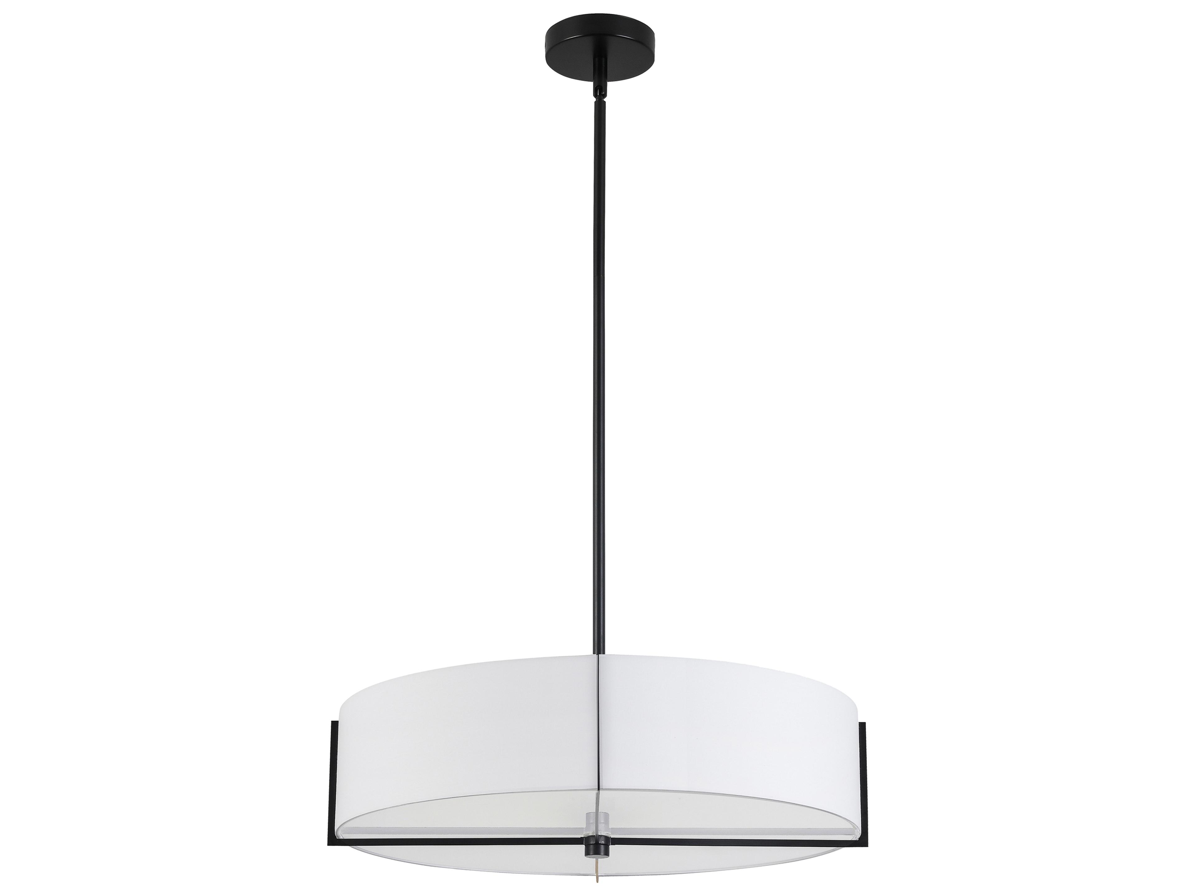 Preston 4-Light Matte Black White Round Pendant