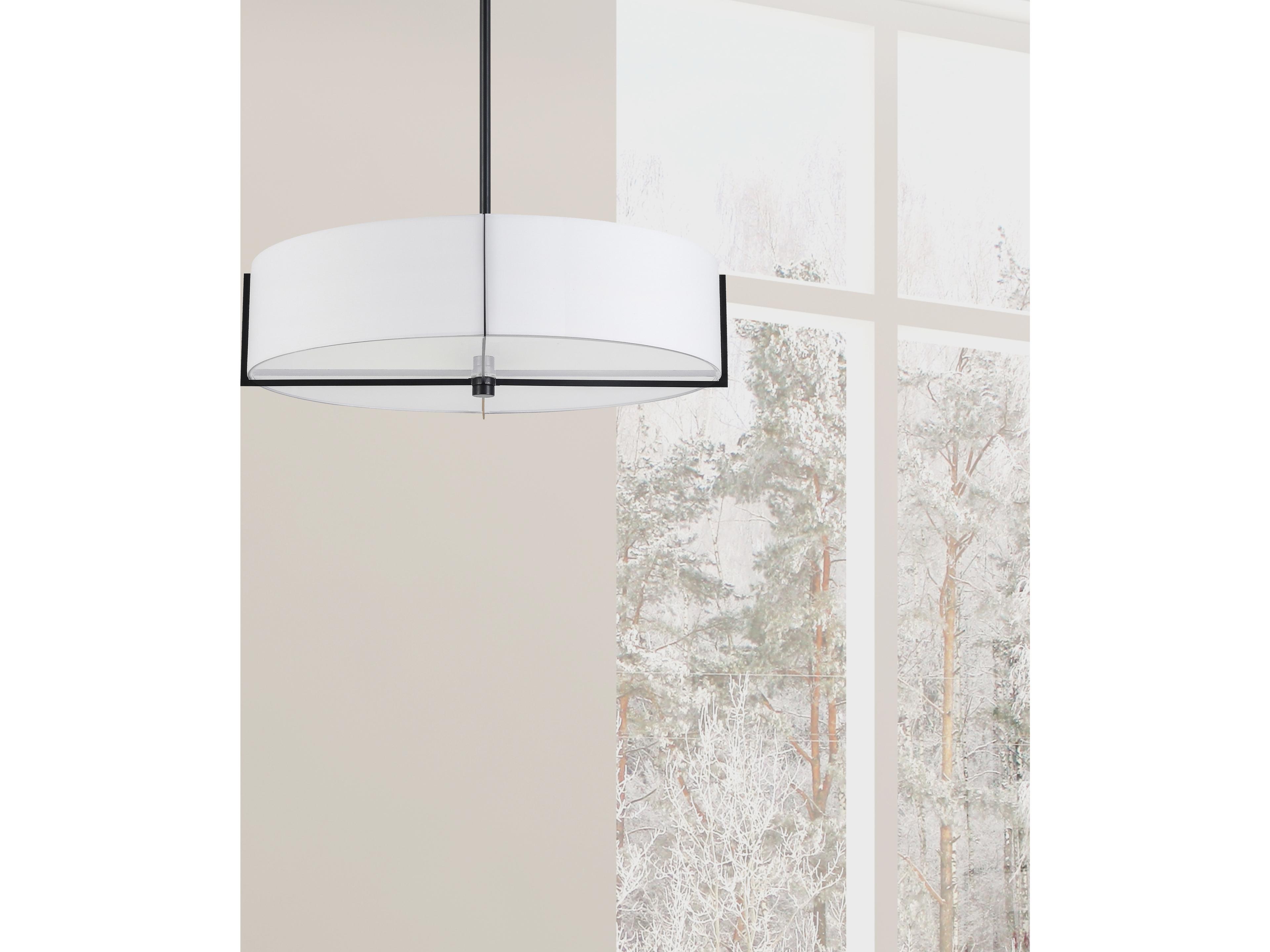 Dainolite Preston 4-Light Matte Black White Round Pendant