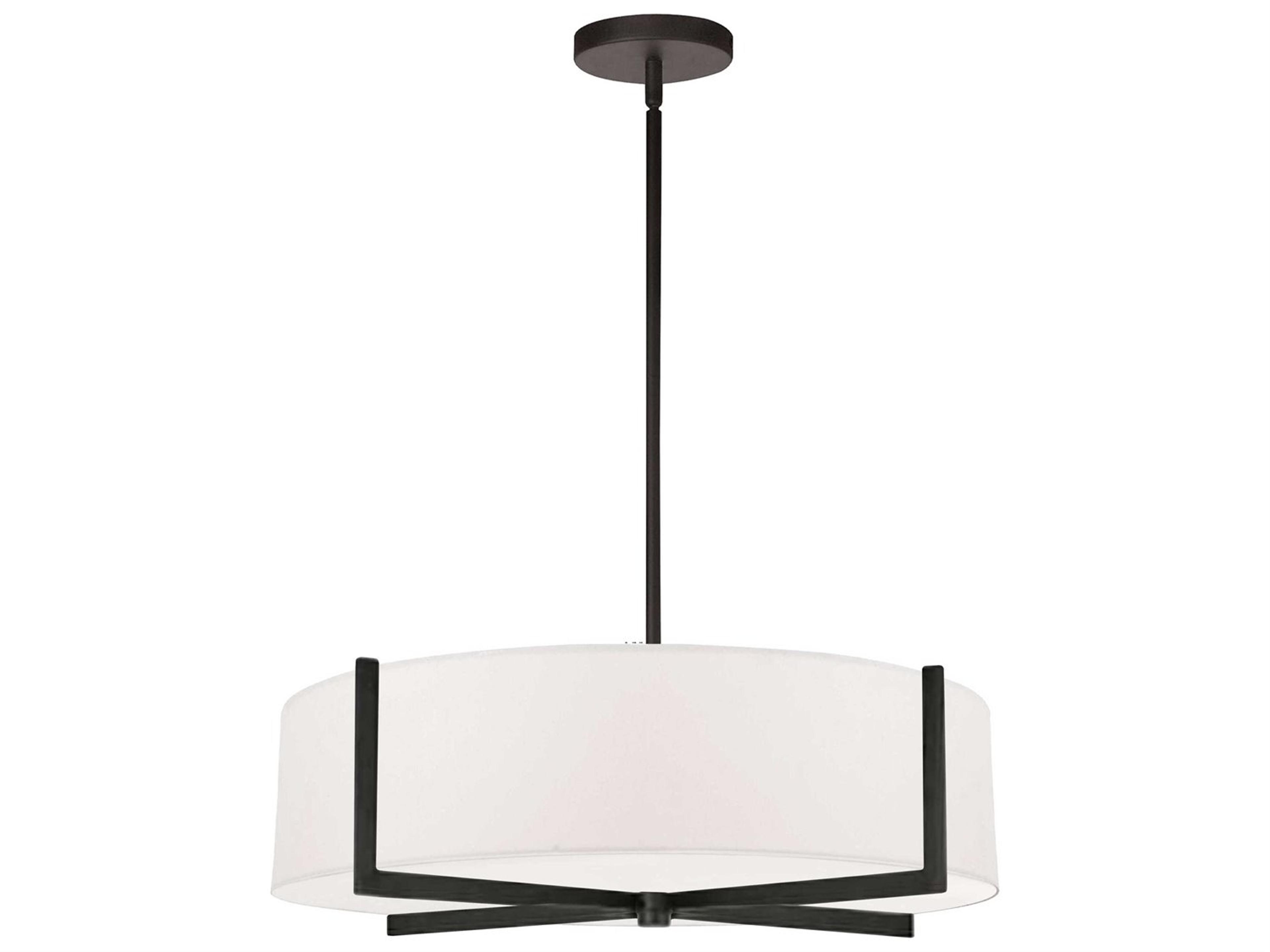 Dainolite Preston 4-Light Matte Black White Round Pendant