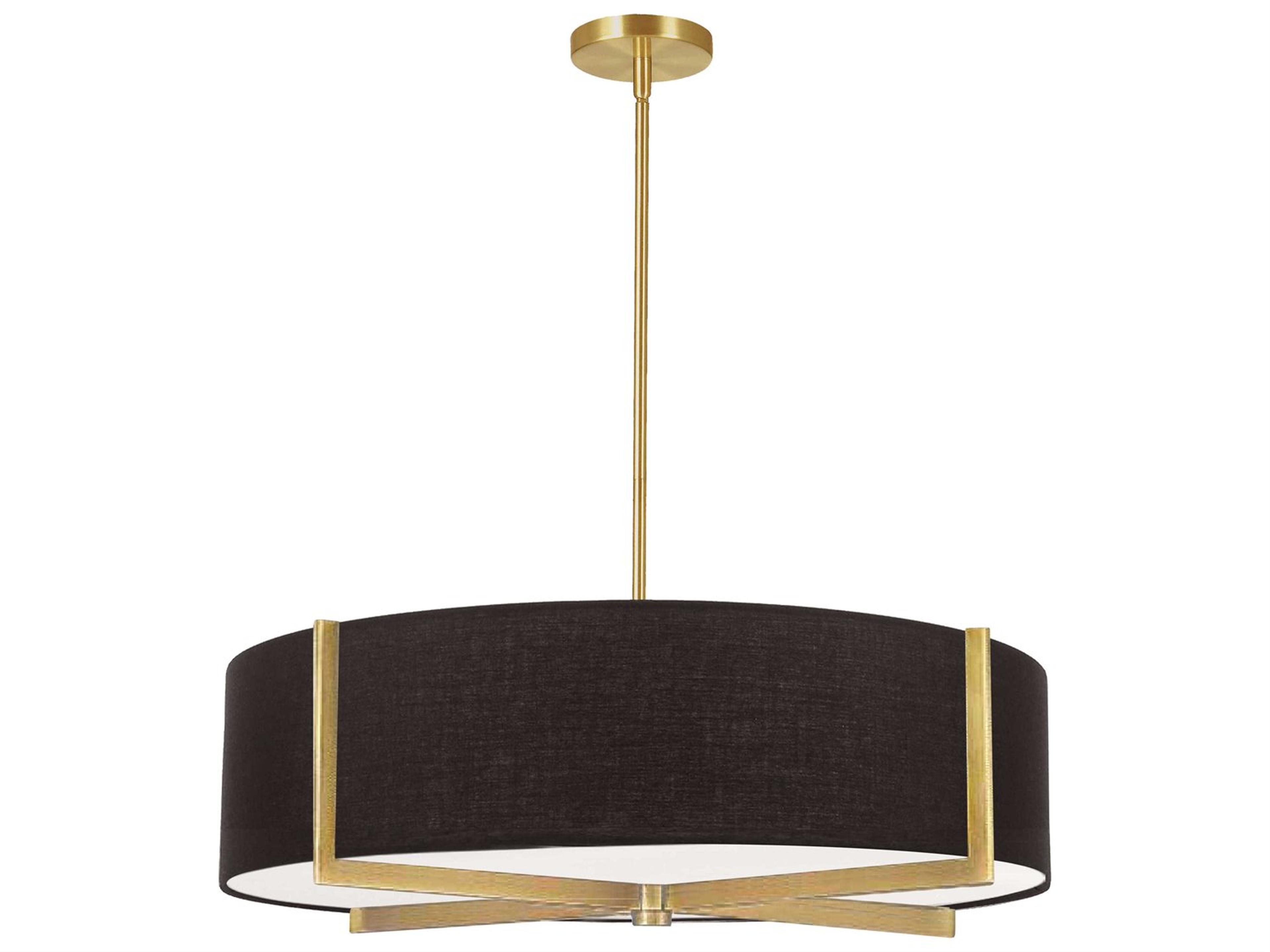Dainolite Preston 4-Light Black Aged Brass Round Pendant