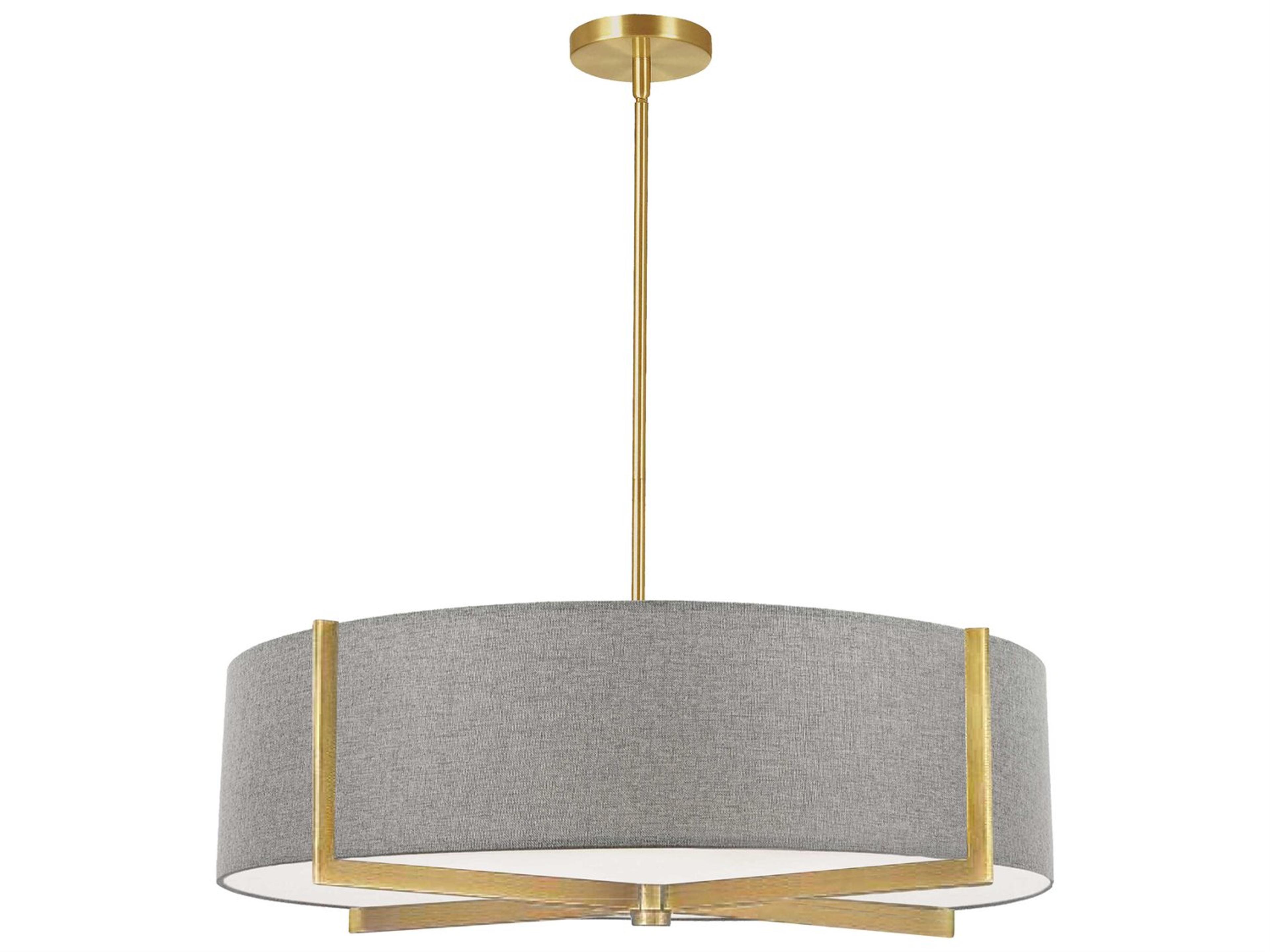 Dainolite Preston 4-Light Grey Aged Brass Round Pendant