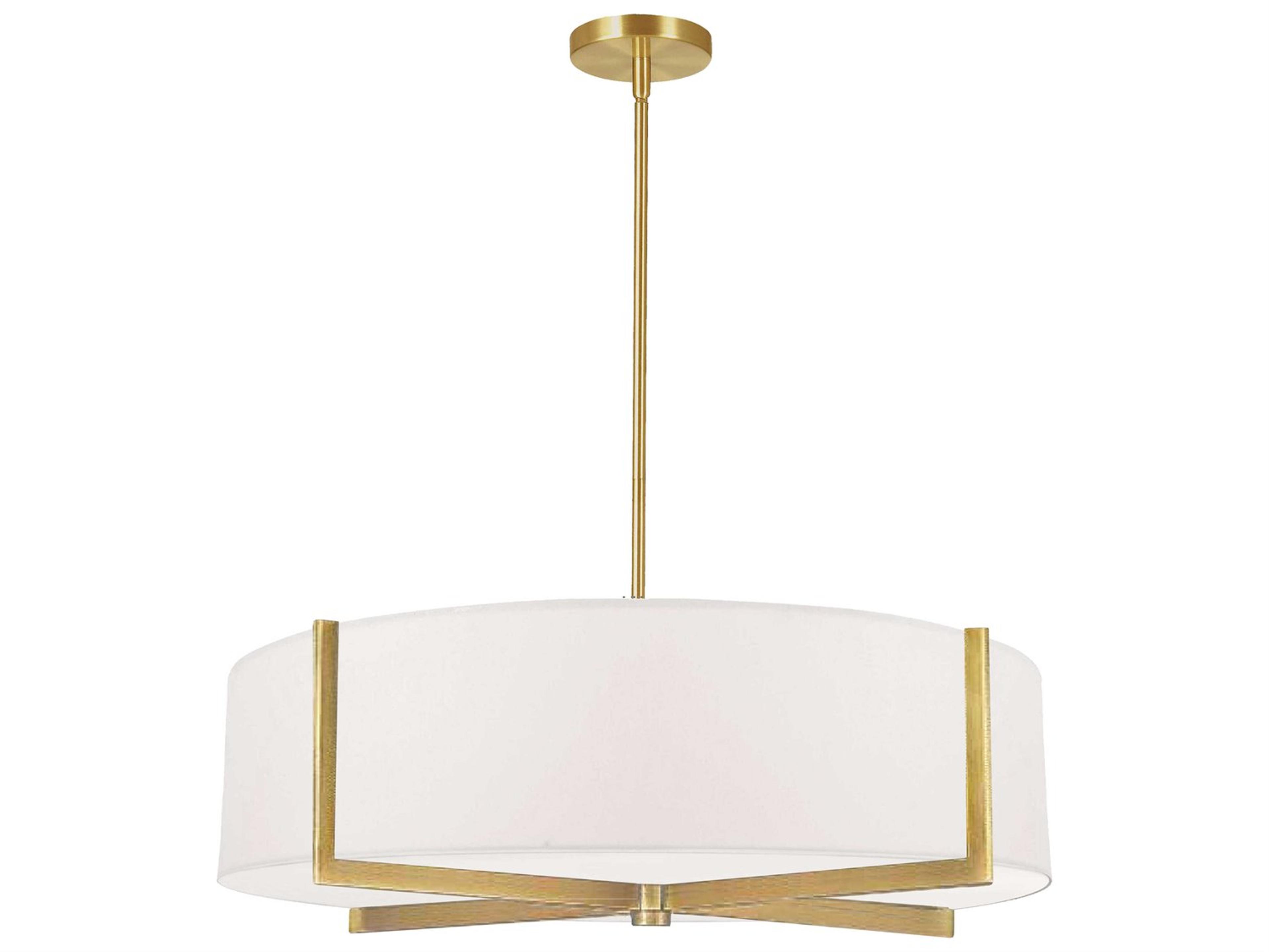 Dainolite Preston 4-Light Aged Brass White Round Pendant