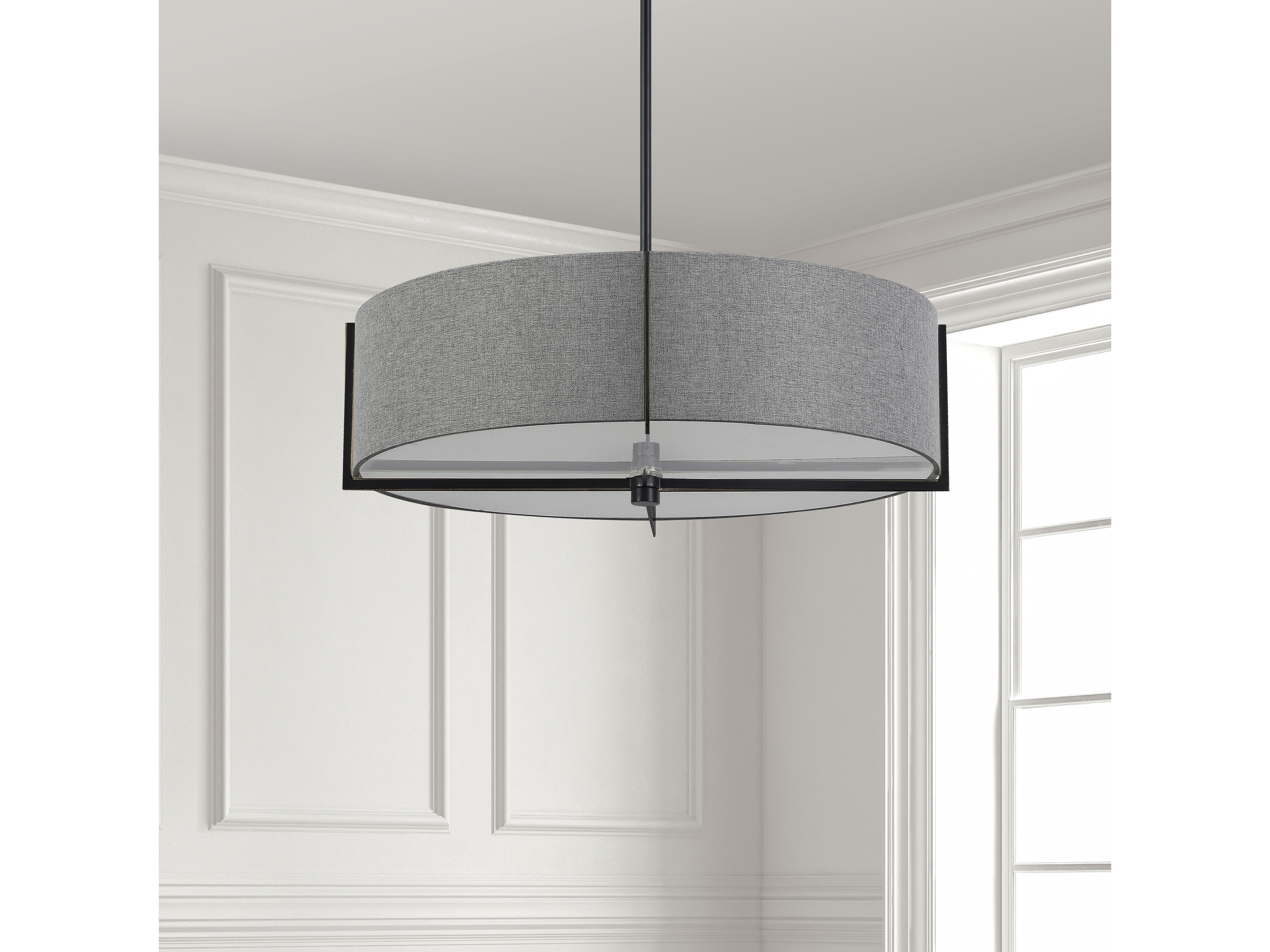 Dainolite Preston 4-Light Grey Matte Black Round Pendant