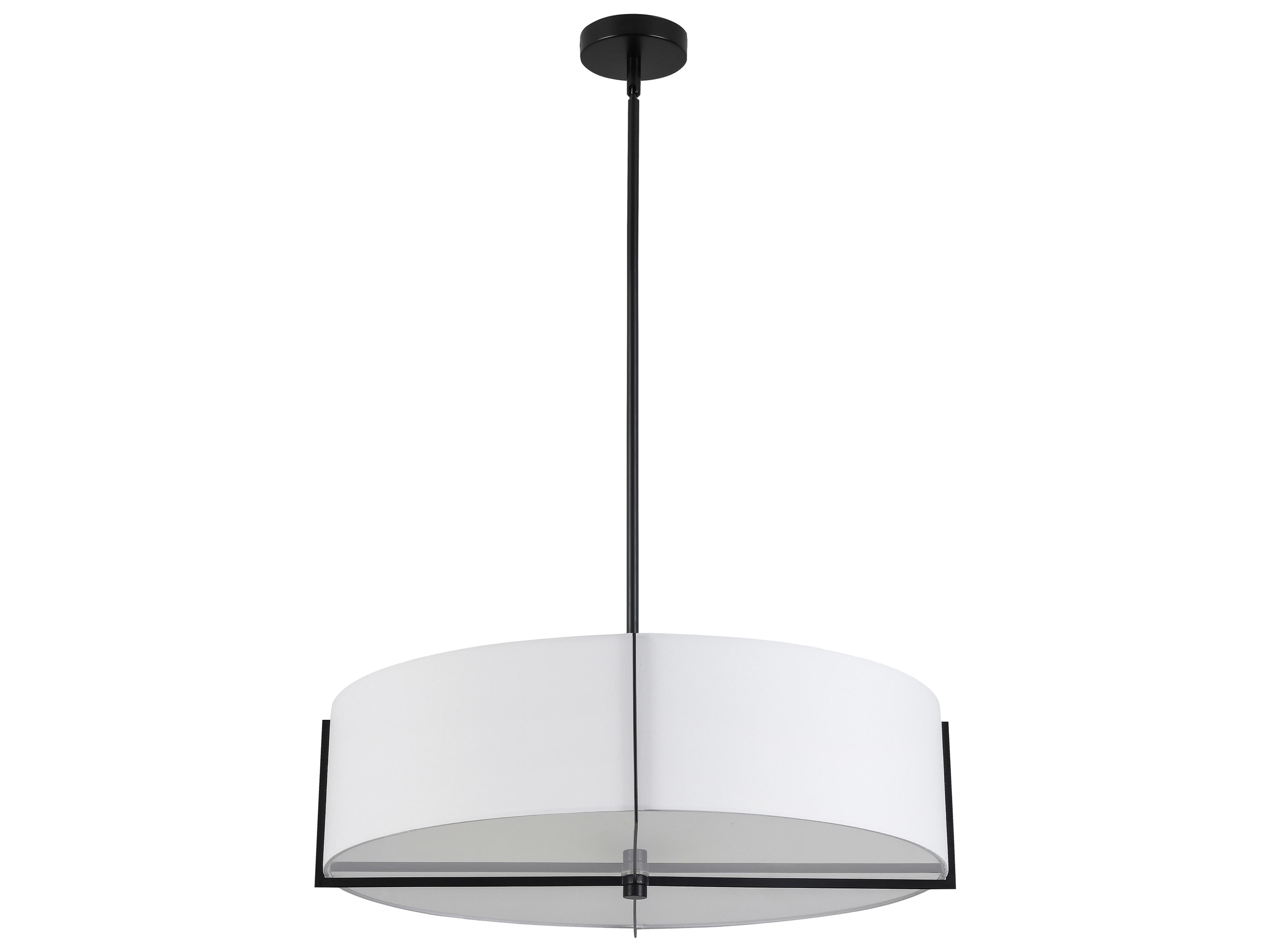 Preston 4-Light Matte Black White Round Pendant