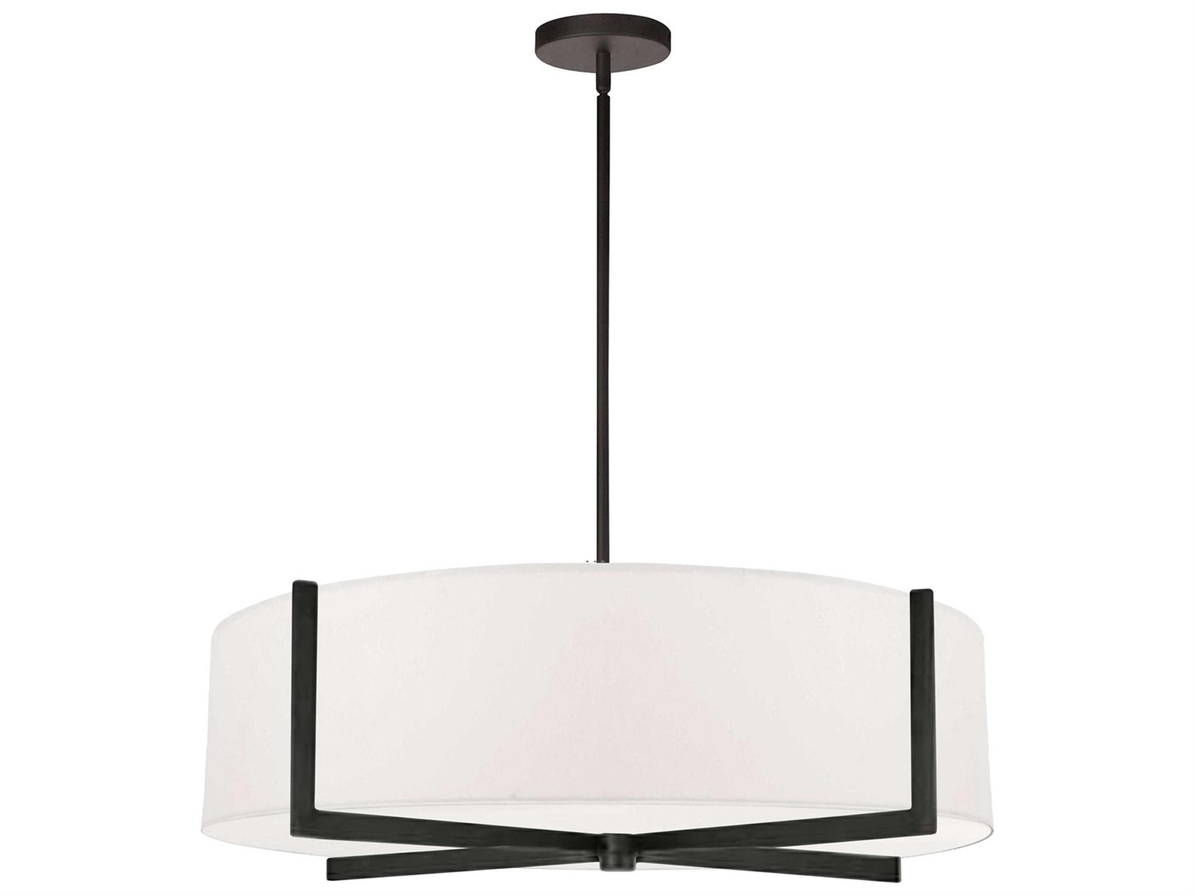 Dainolite Preston 4-Light Matte Black White Round Pendant