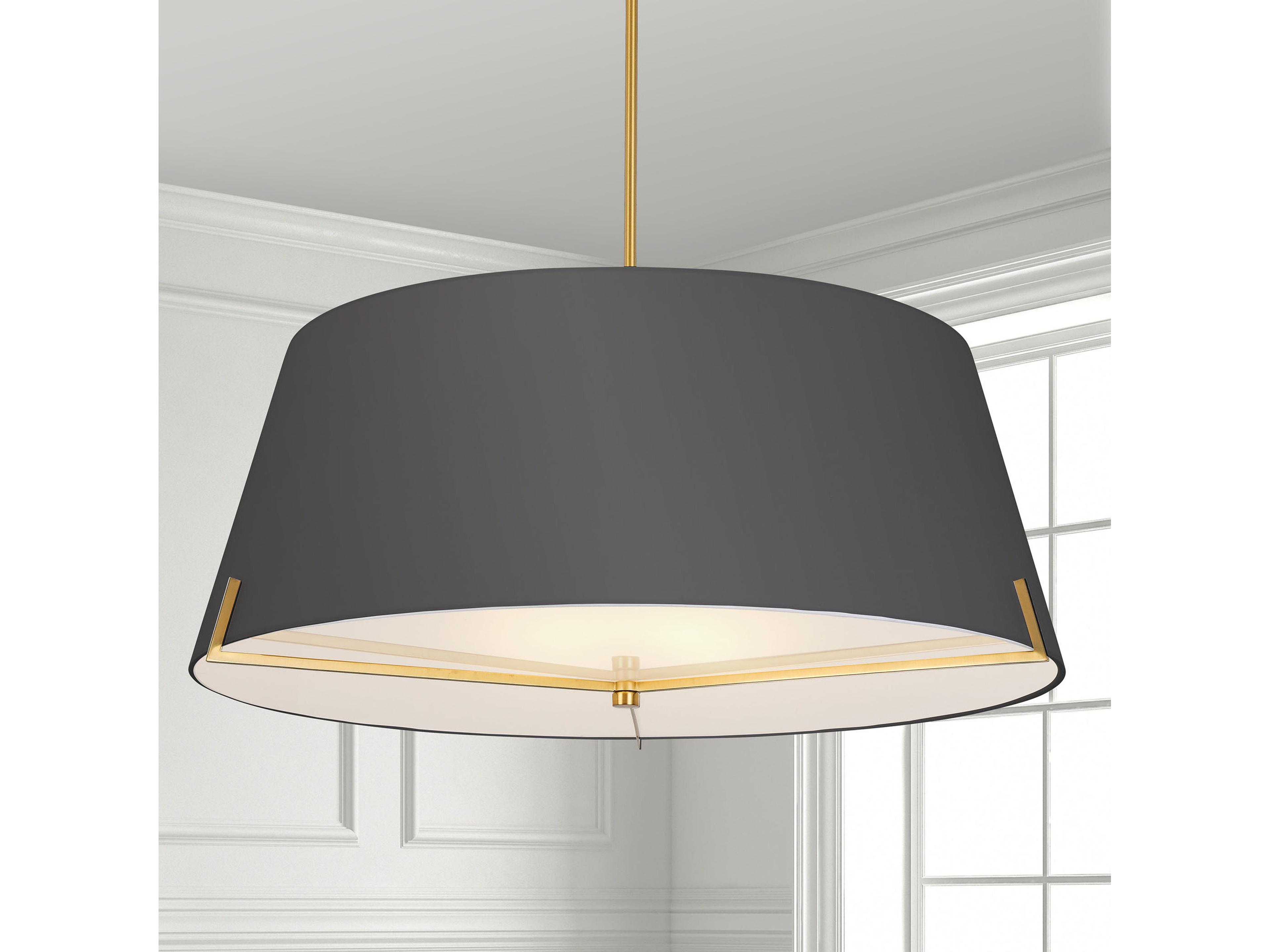 Dainolite Preston 4-Light Black Aged Brass Drum Pendant