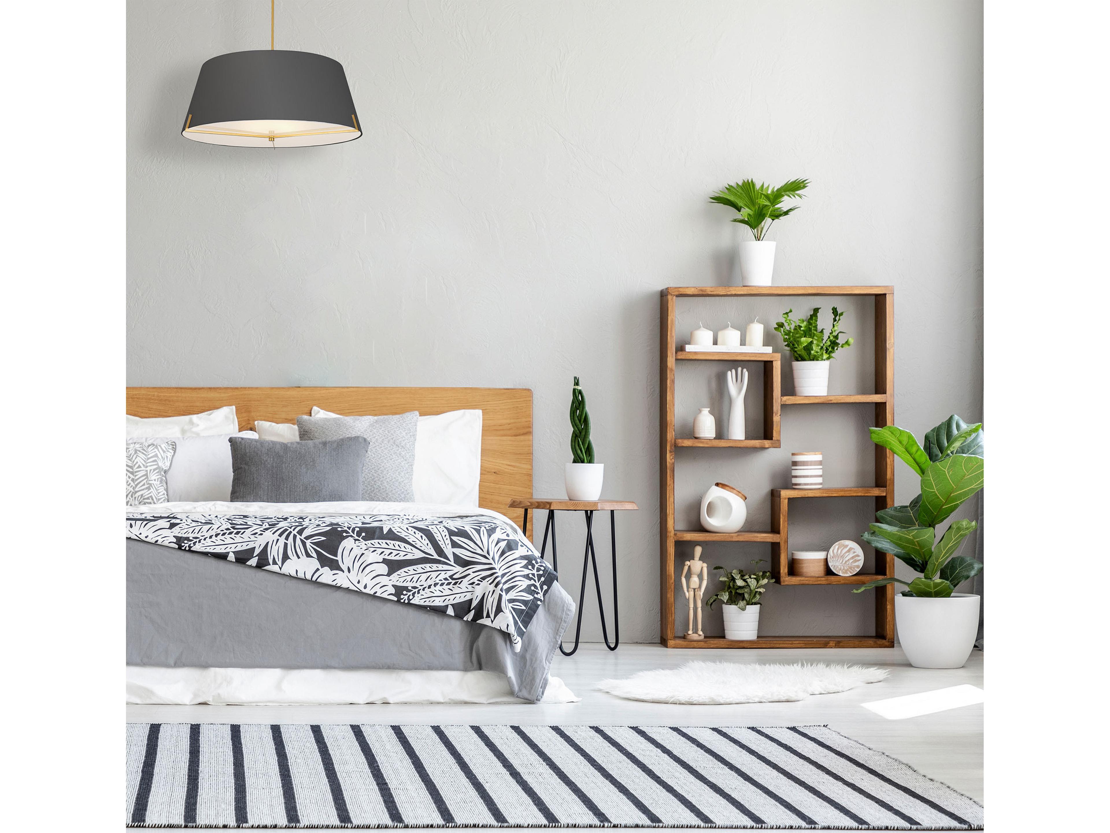 Dainolite Preston 4-Light Black Aged Brass Drum Pendant