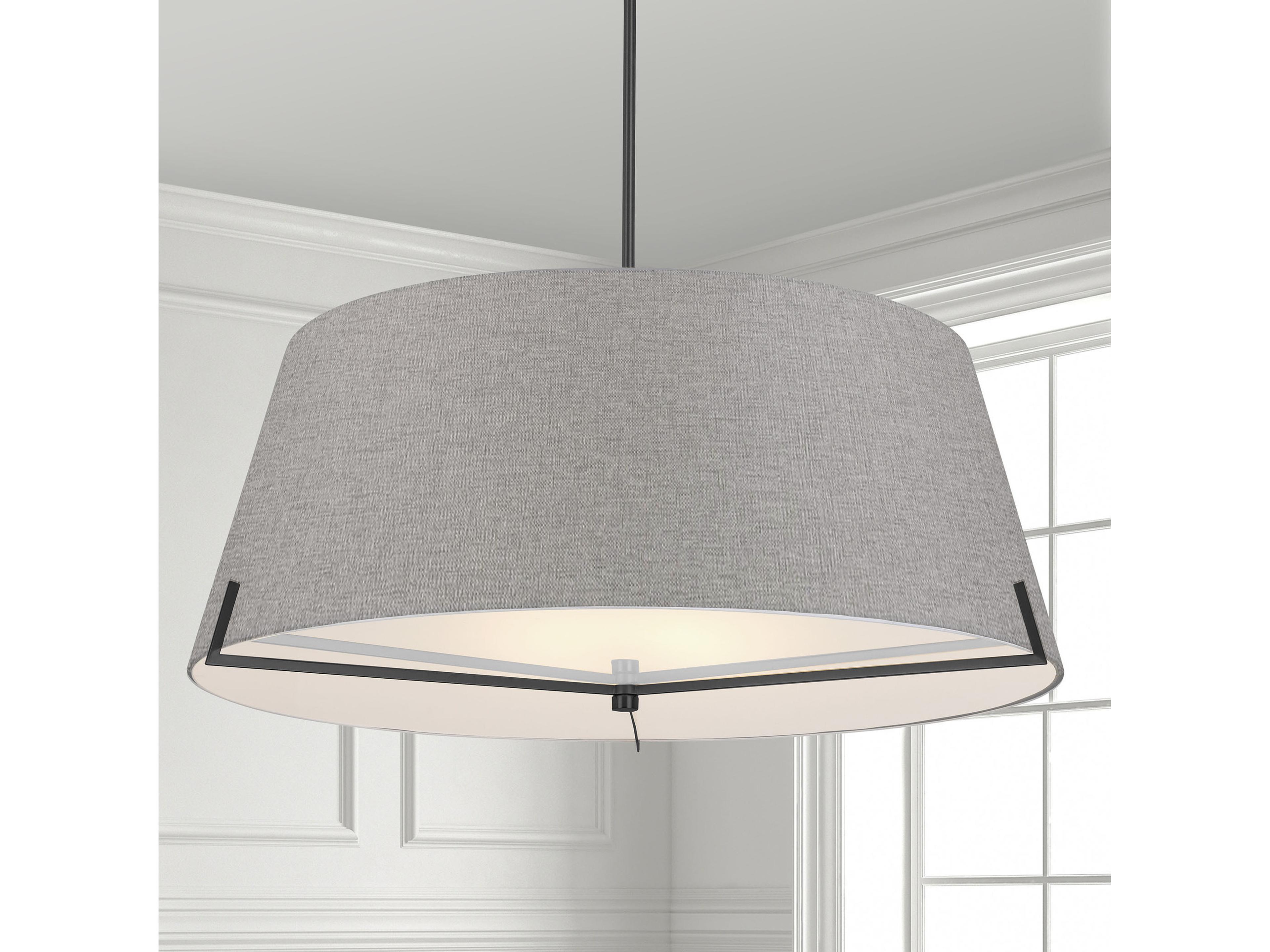 Dainolite Preston 4-Light Matte Black Gray Drum Pendant