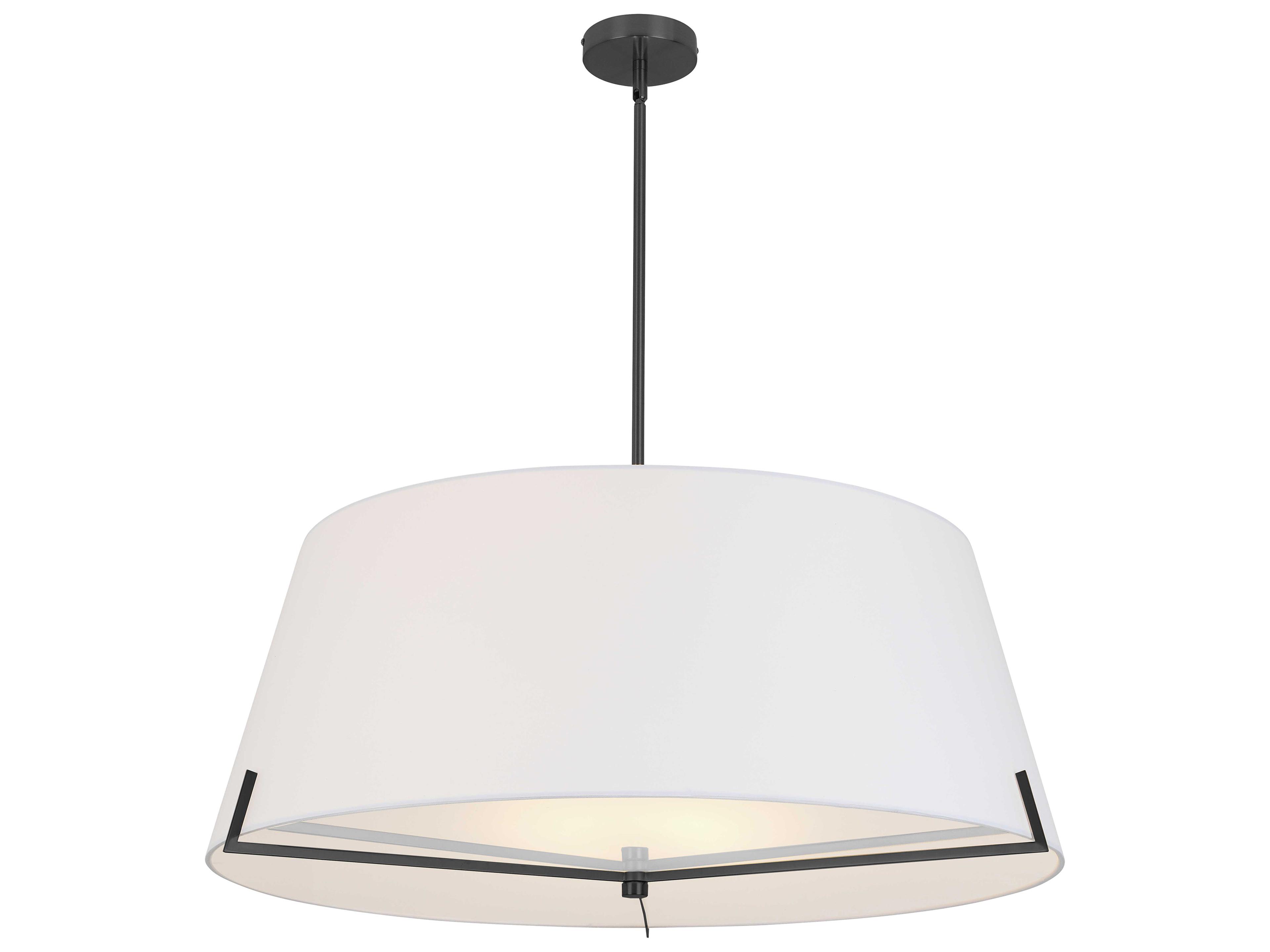 Dainolite Preston 4-Light Matte Black White Drum Pendant