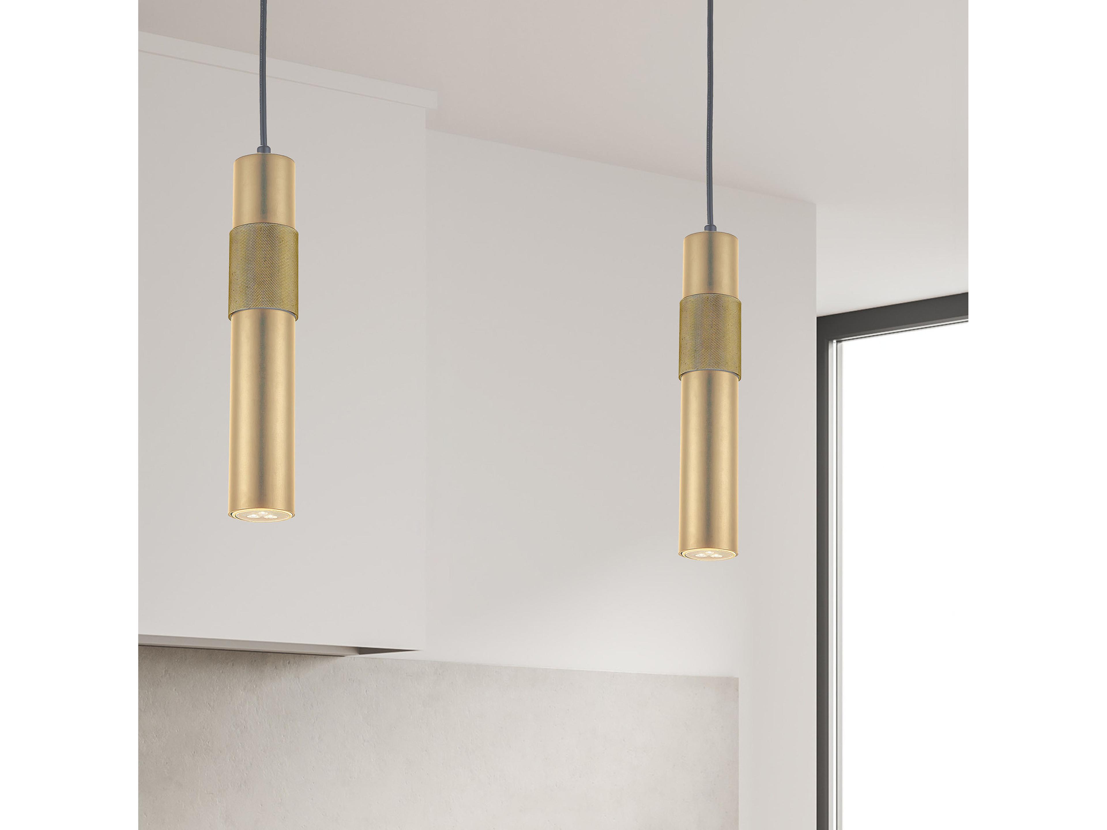 Dainolite Passwell 1-Light Aged Brass Cylinder Mini Pendant