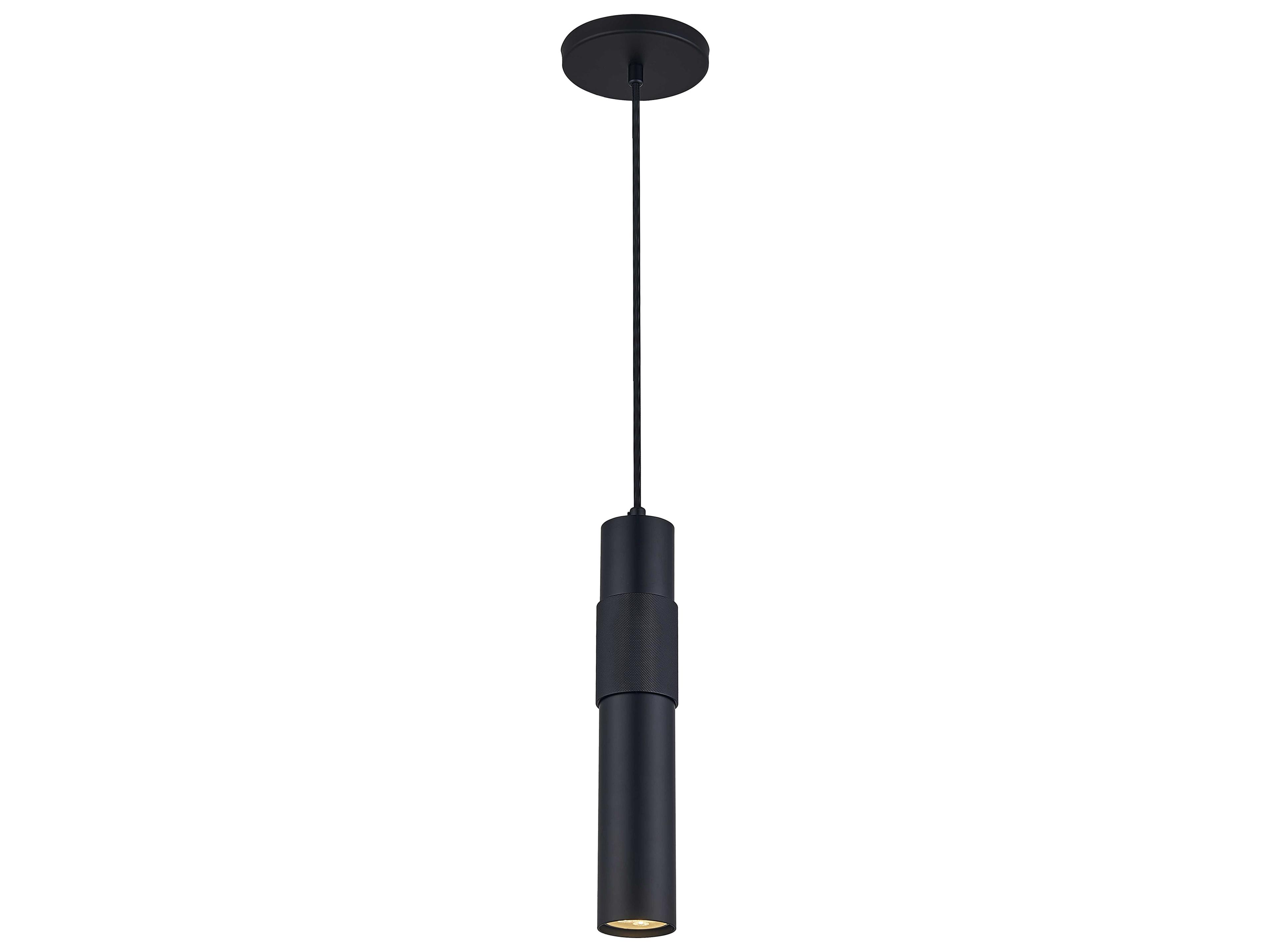 Passwell 1-Light Matte Black Cylinder Mini Pendant