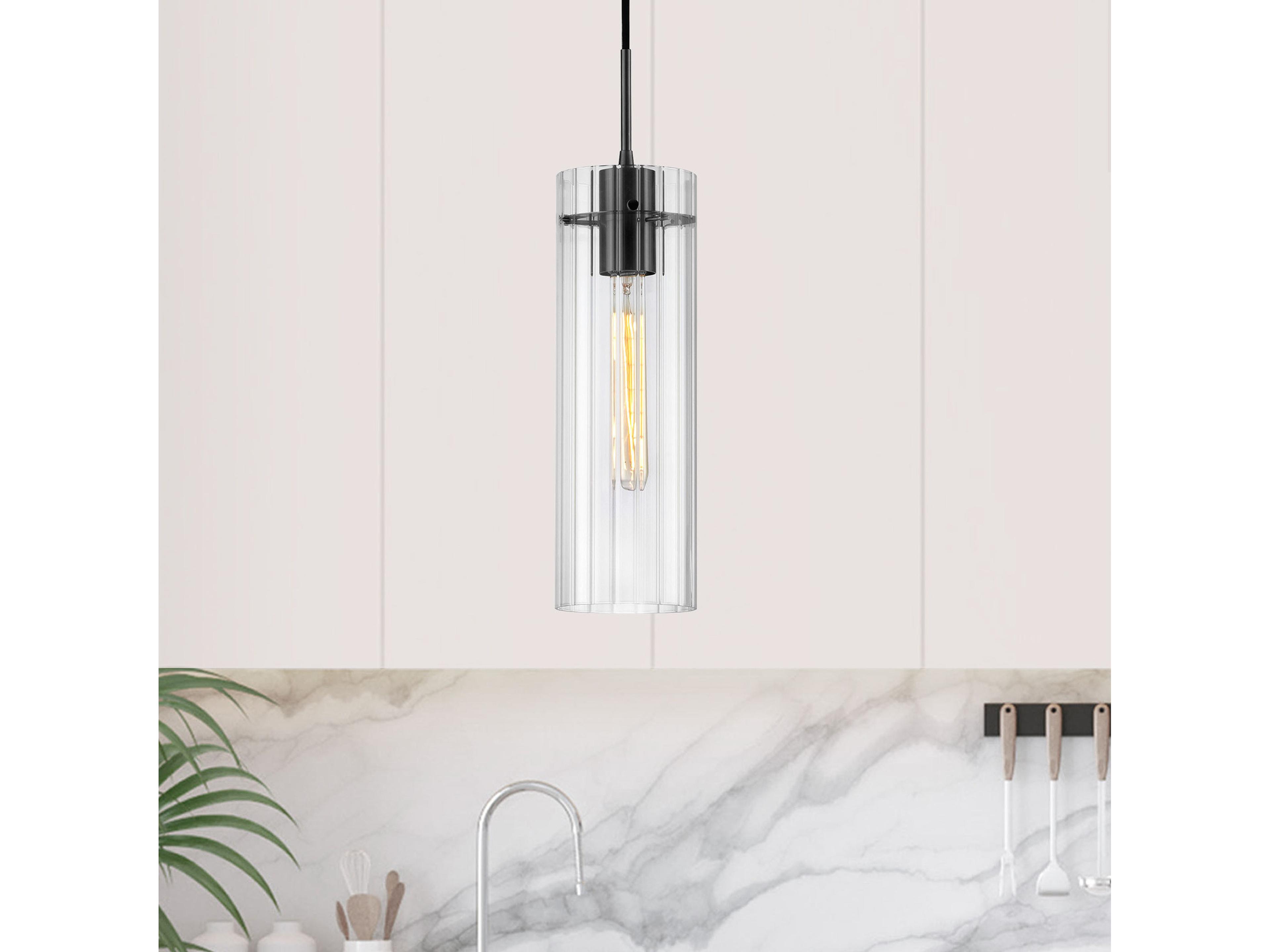 Dainolite Patia 1-Light Matte Black Cylinder Mini Pendant