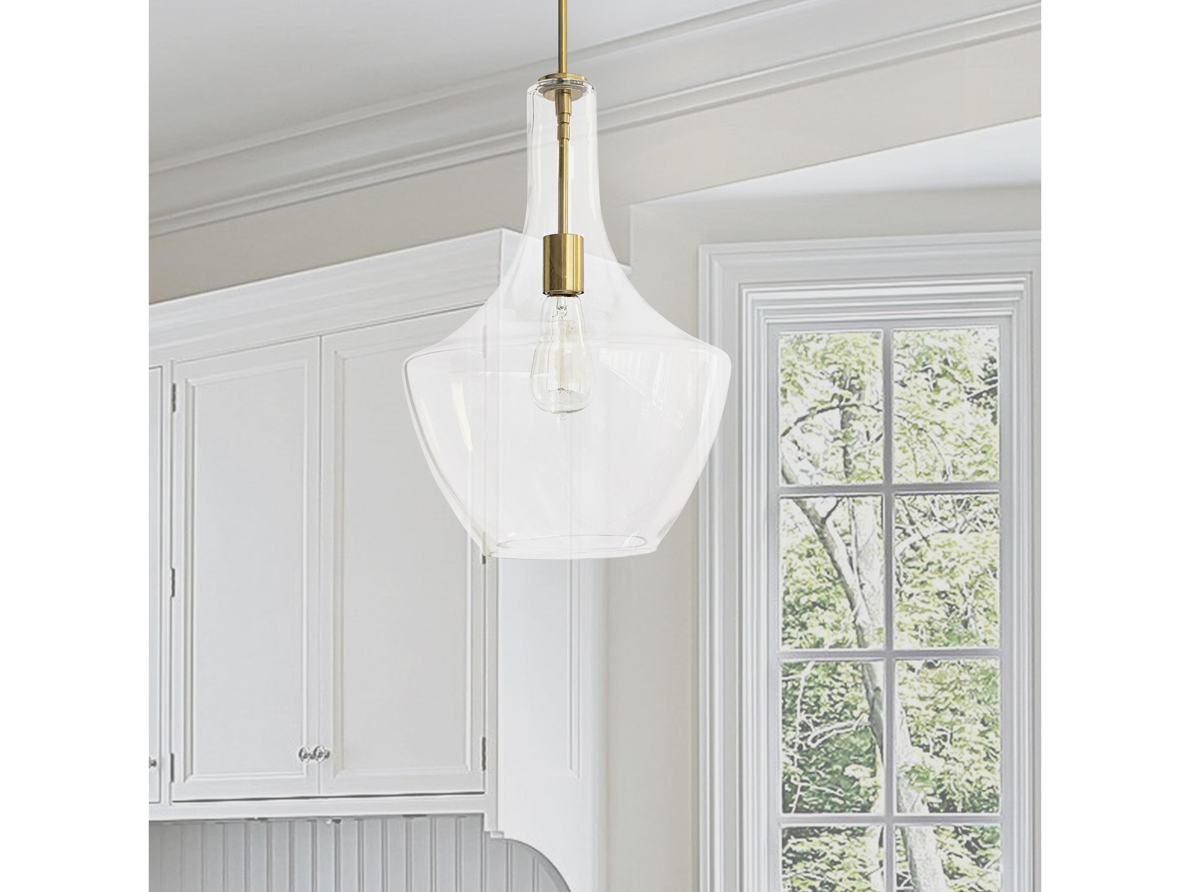 Dainolite Petalite 1-Light Aged Brass Pendant