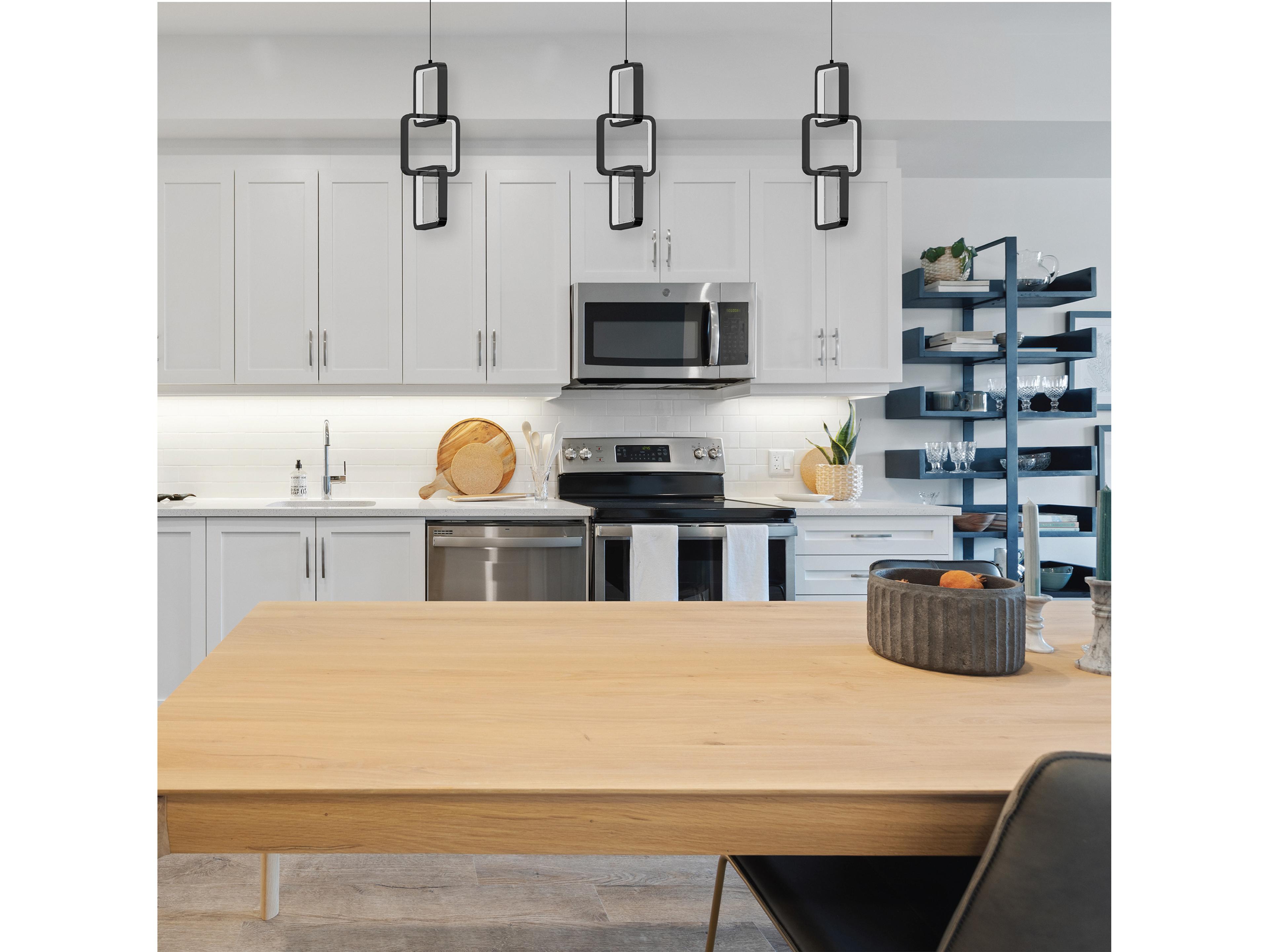 Dainolite Patsy 1-Light Matte Black White Geometric Mini Pendant