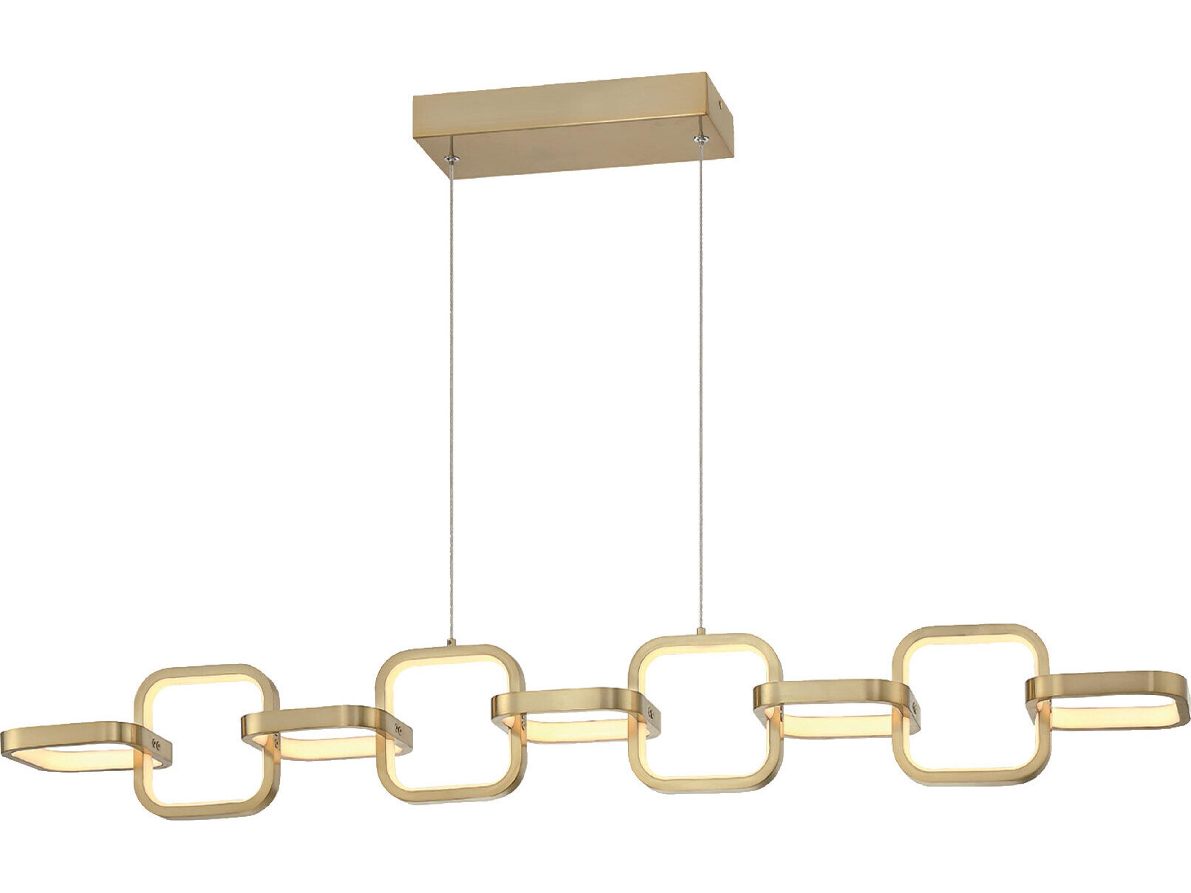 Patsy 1-Light Aged Brass White Geometric Linear Island Pendant