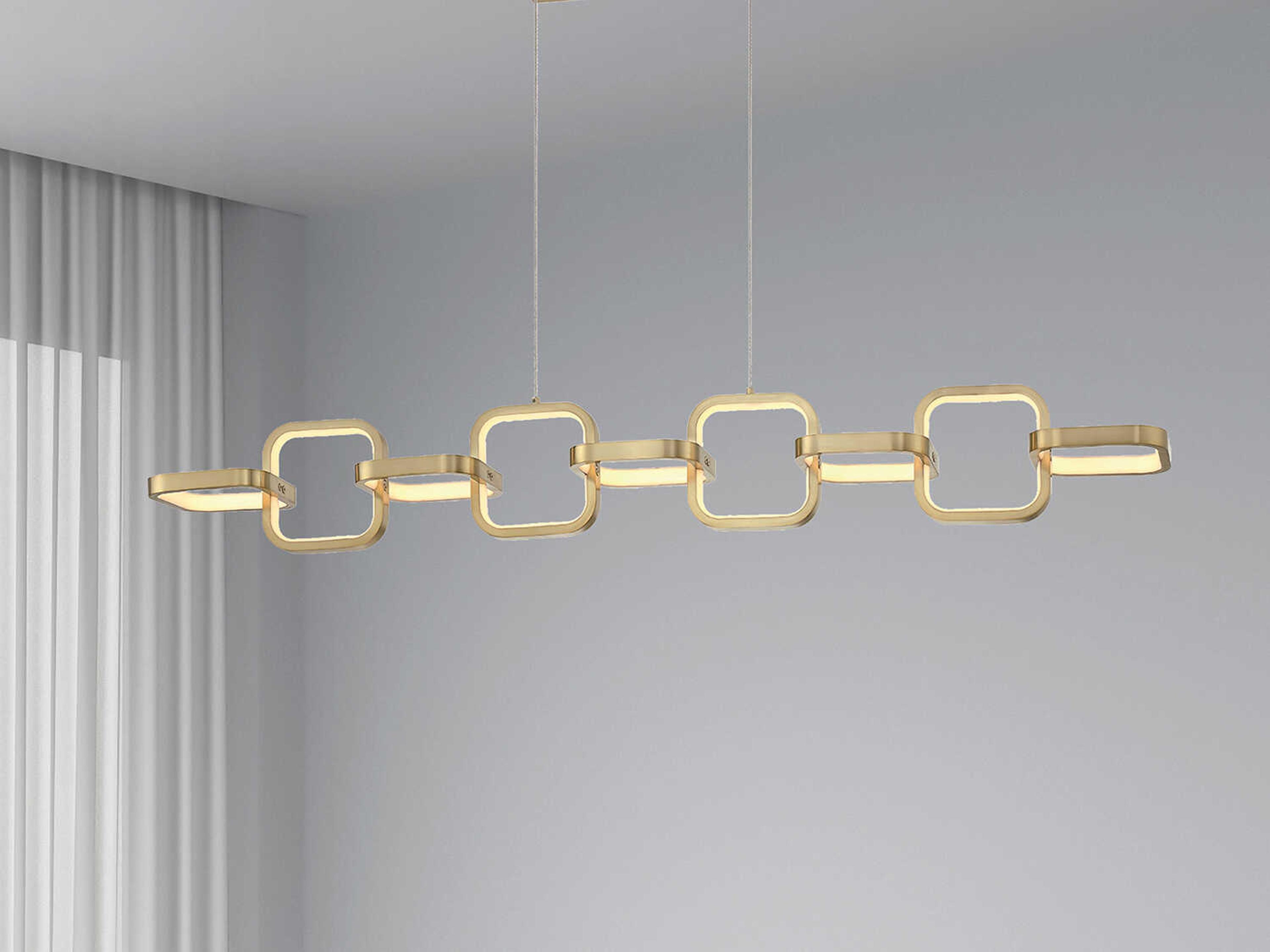 Dainolite Patsy 1-Light Aged Brass White Geometric Linear Island Pendant