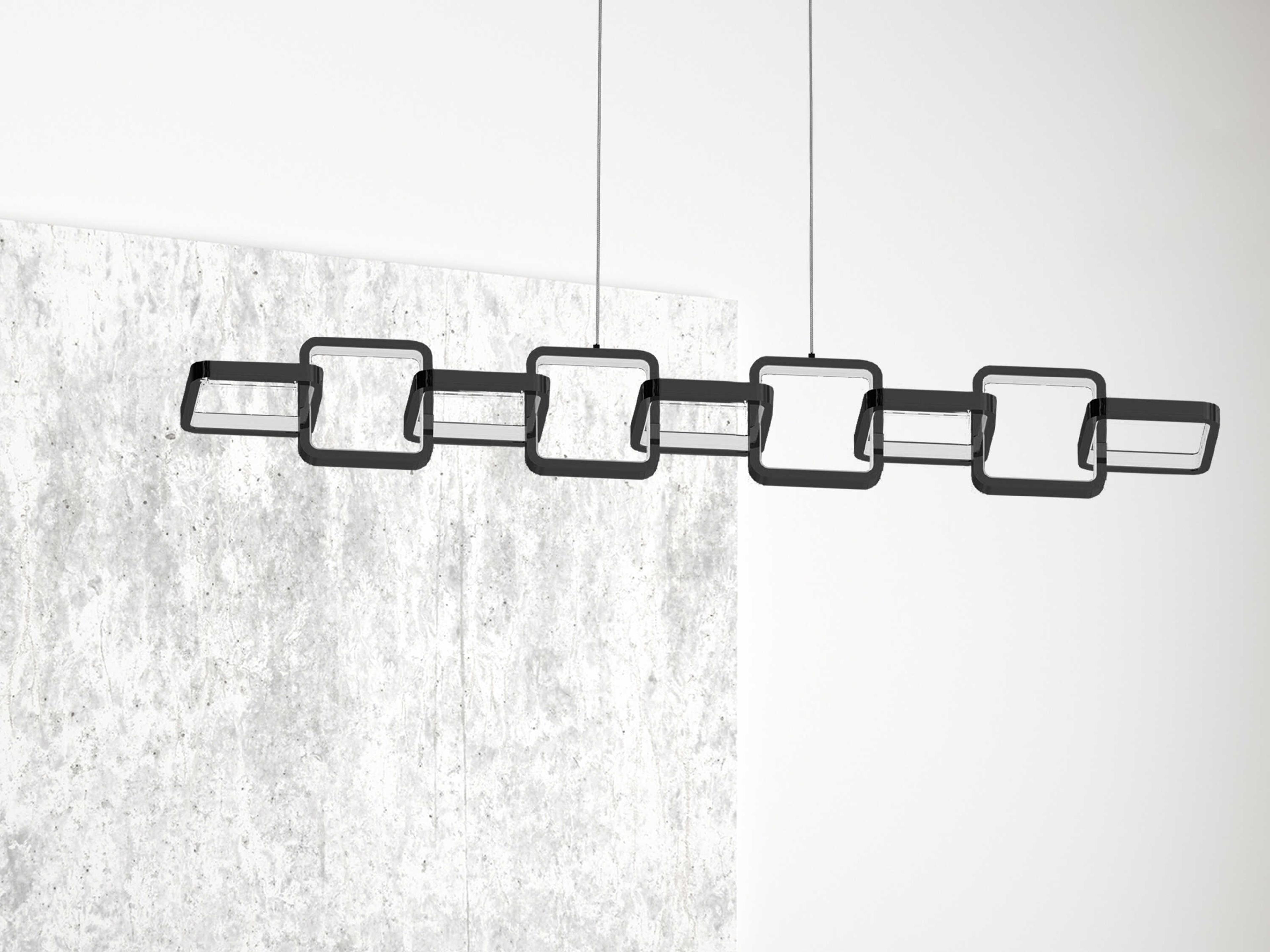 Dainolite Patsy 1-Light Matte Black White Geometric Linear Island Pendant