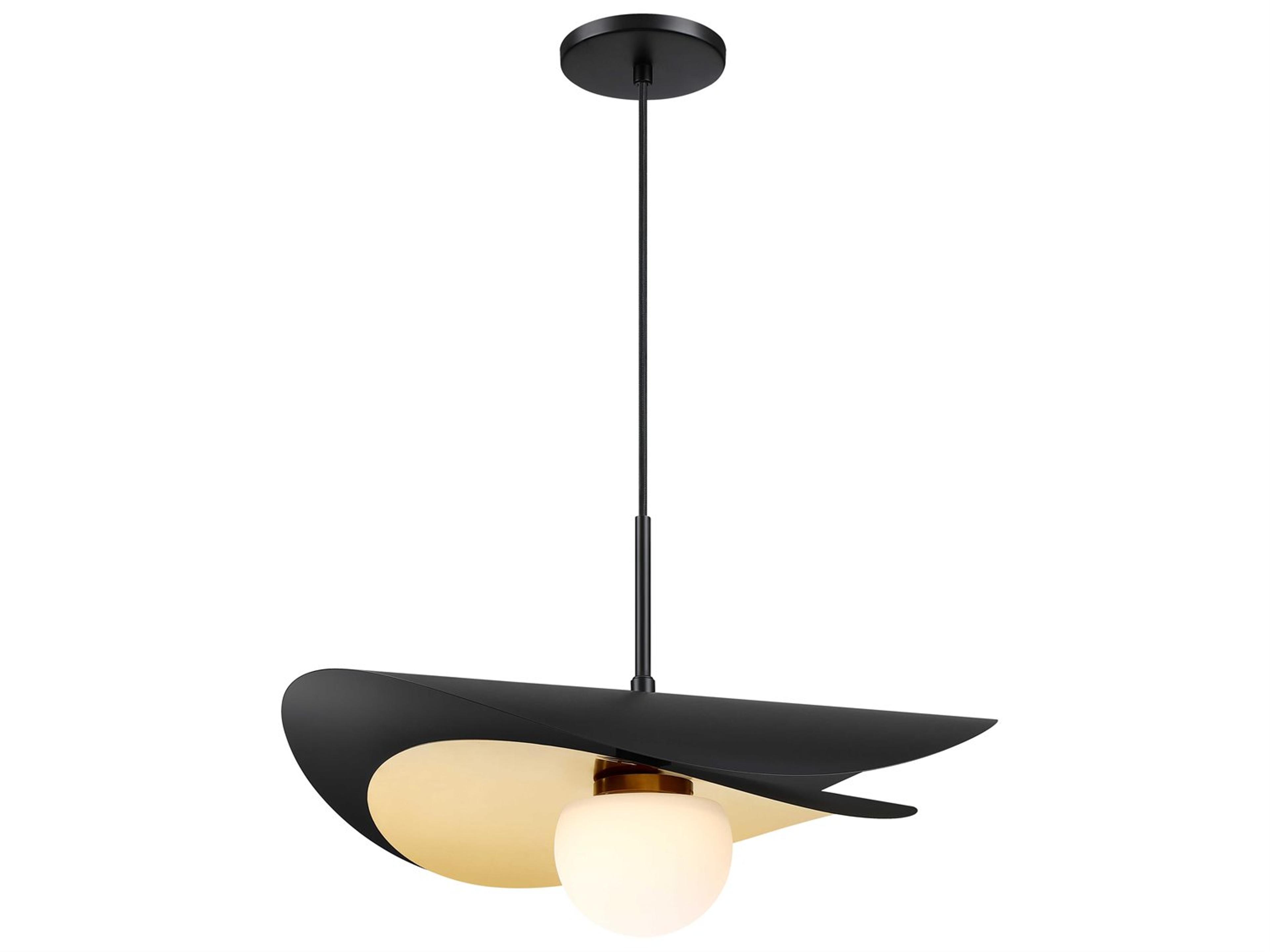 Paven LED Pendant Matte Black and Aged Brass Contemporary