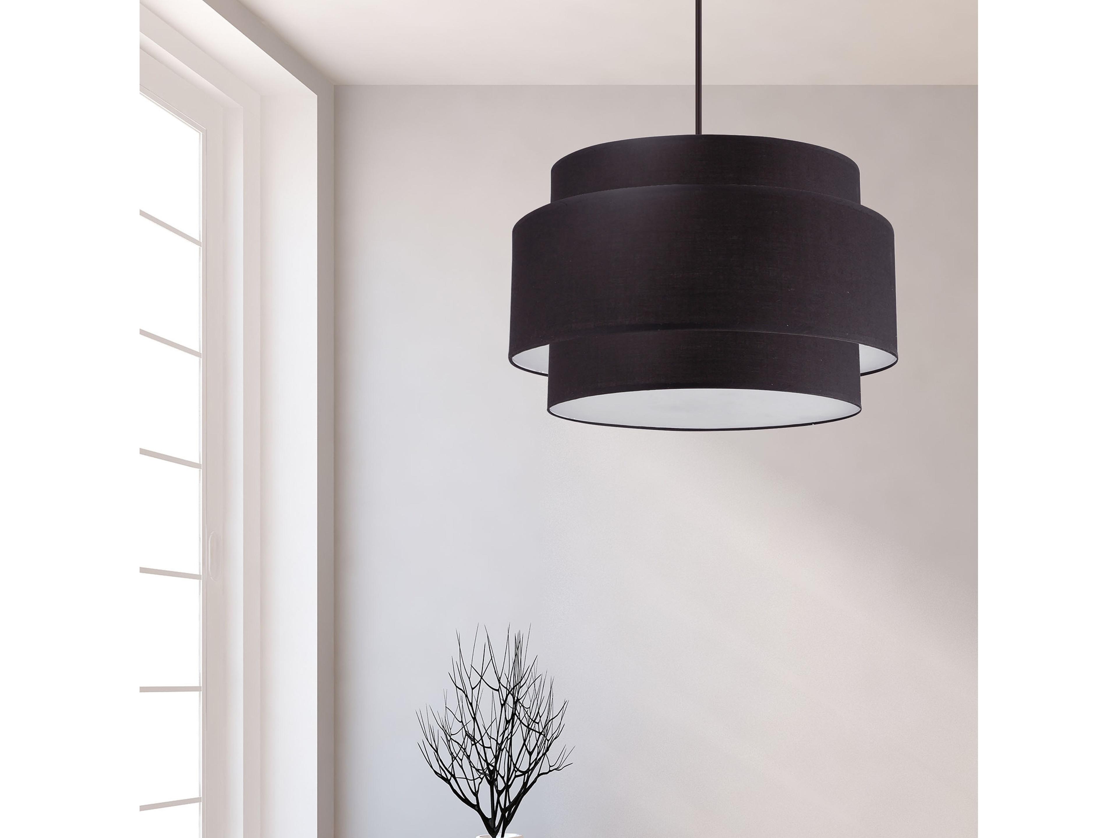 Dainolite Priya 4-Light Matte Black Drum Tiered Pendant