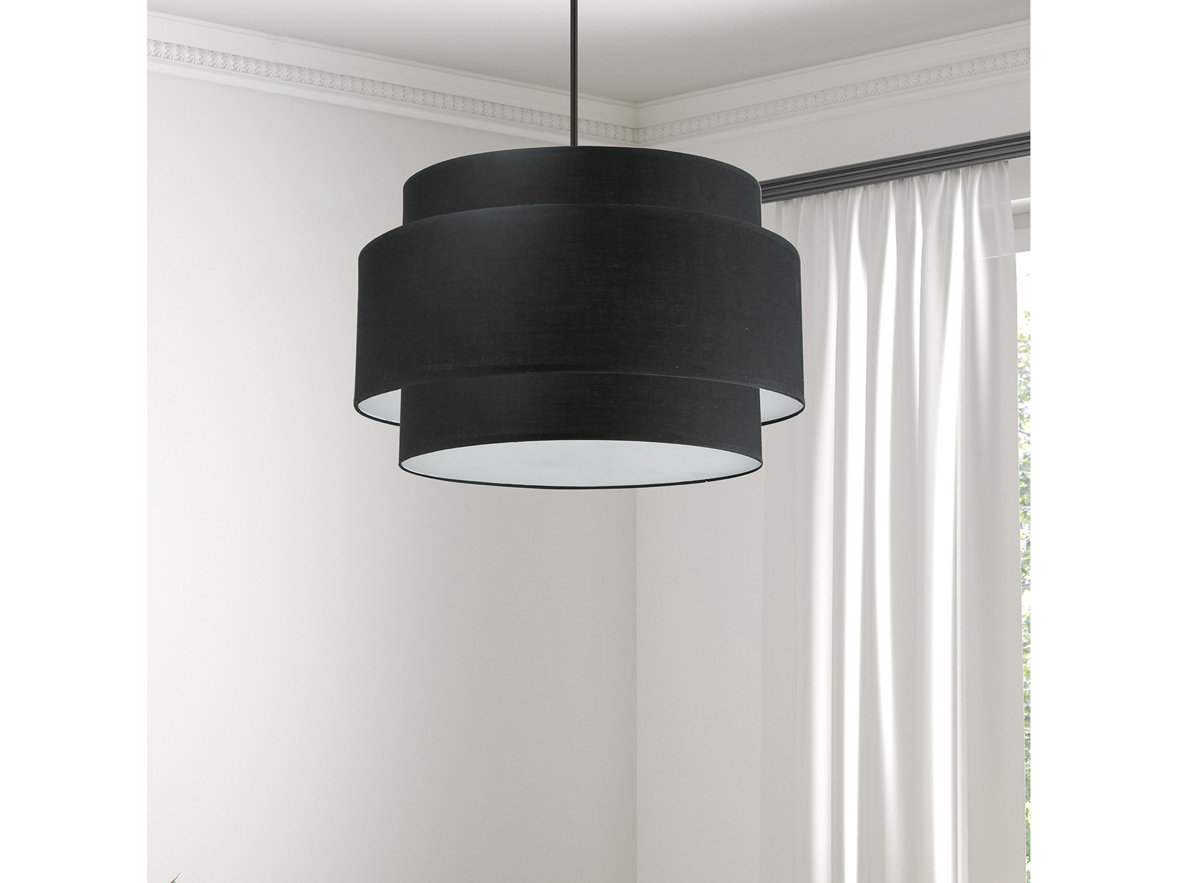 Dainolite Priya 4-Light Matte Black Drum Tiered Pendant