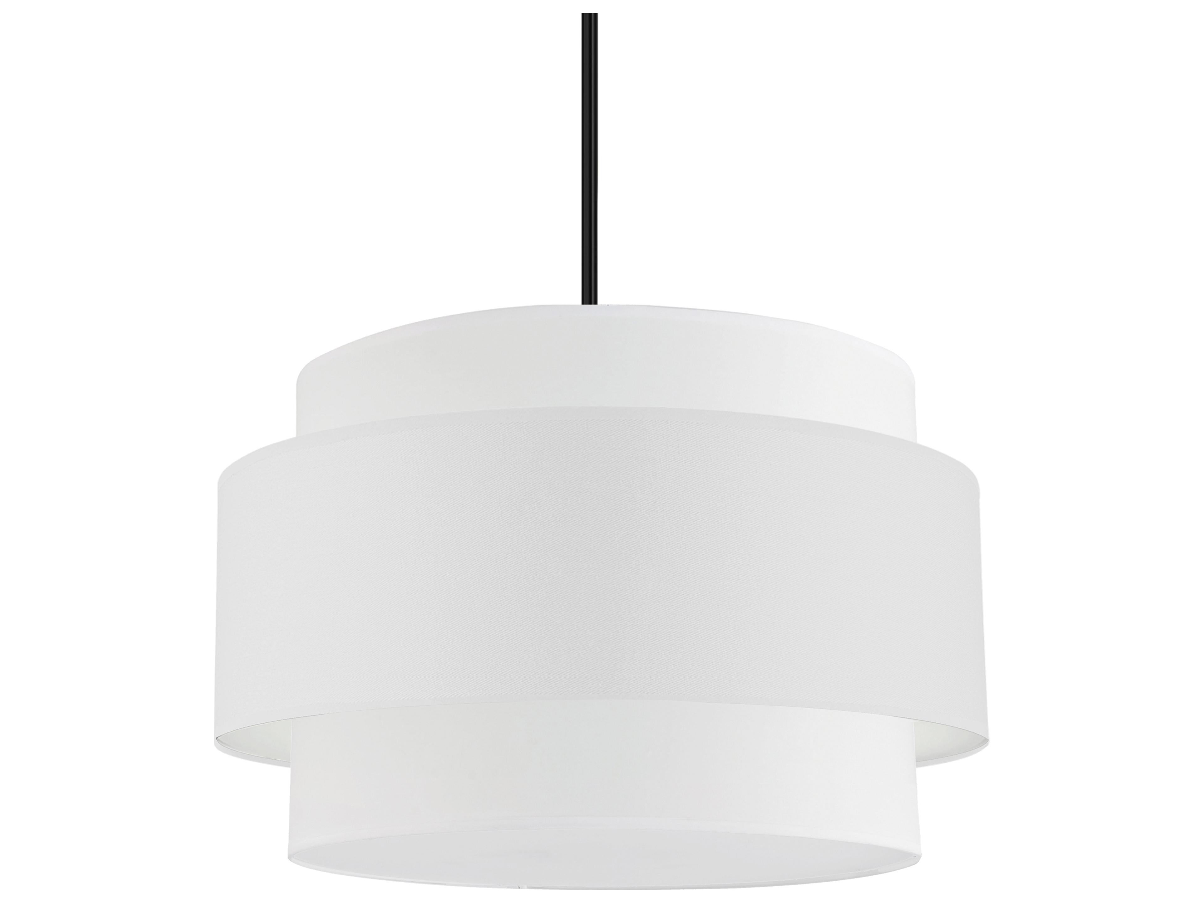 Priya 4-Light Matte Black White Drum Tiered Pendant