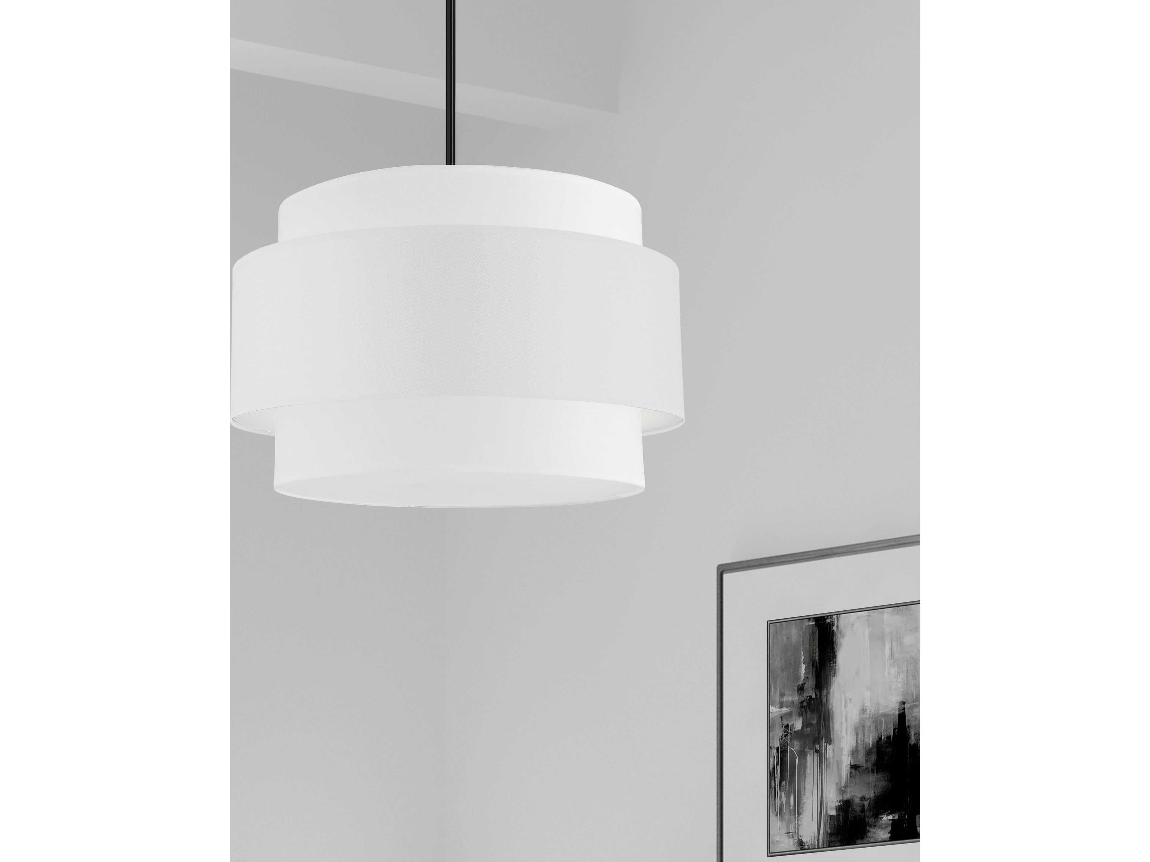 Dainolite Priya 4-Light Matte Black White Drum Tiered Pendant
