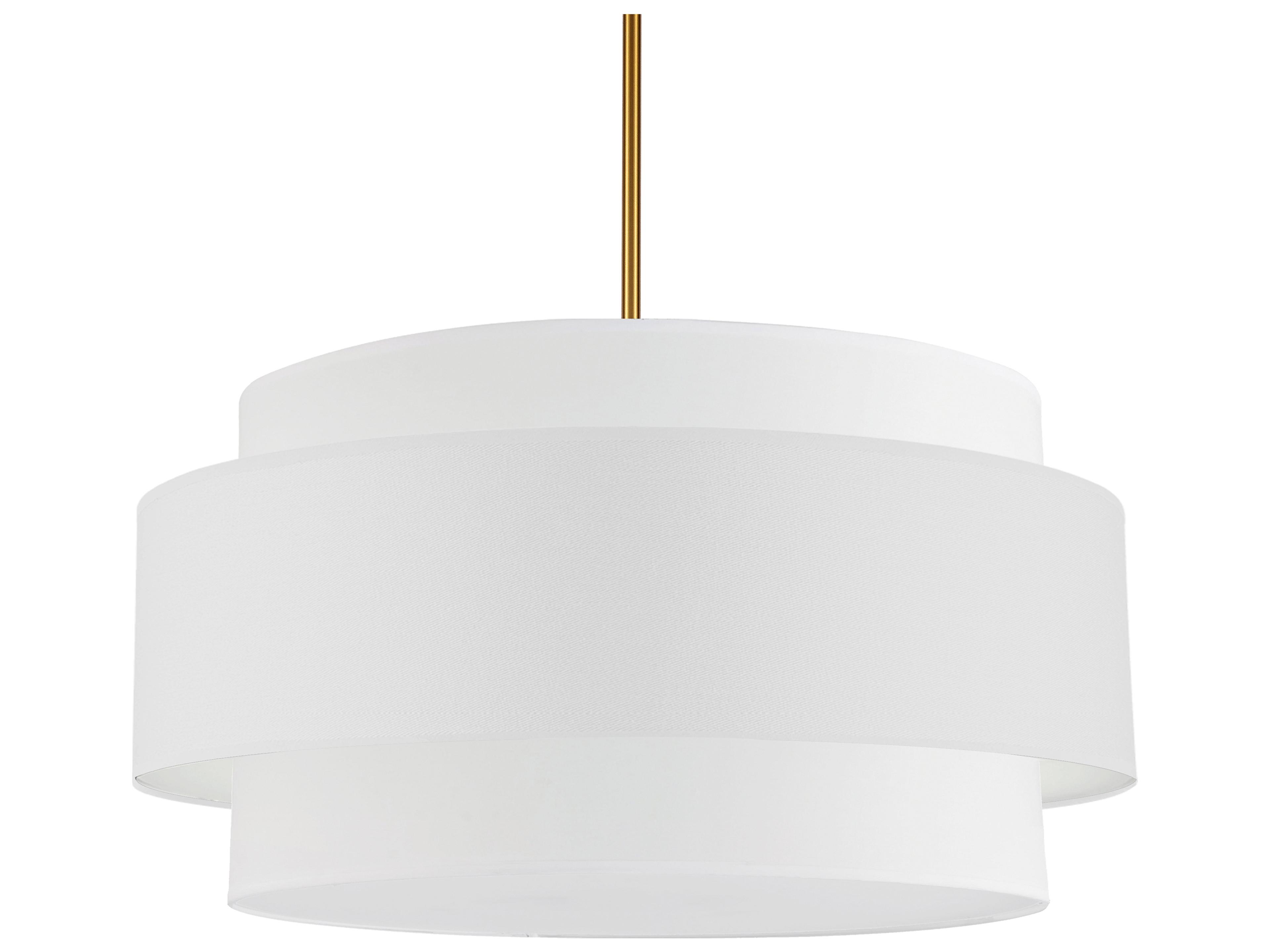 Priya 4-Light Aged Brass White Drum Tiered Pendant