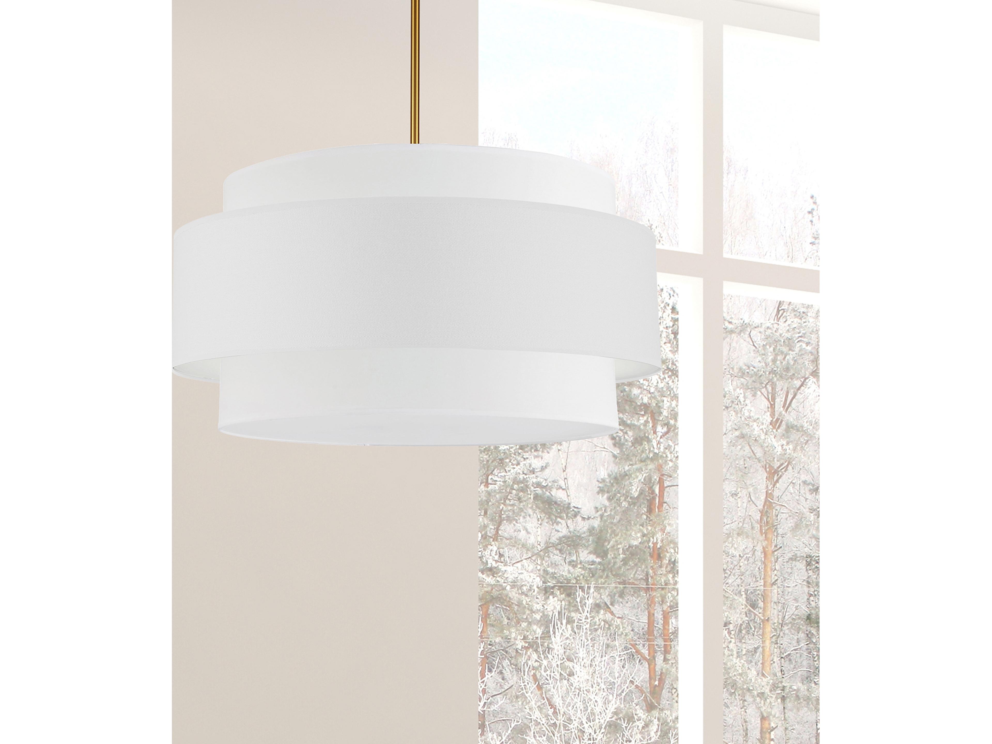 Dainolite Priya 4-Light Aged Brass White Drum Tiered Pendant