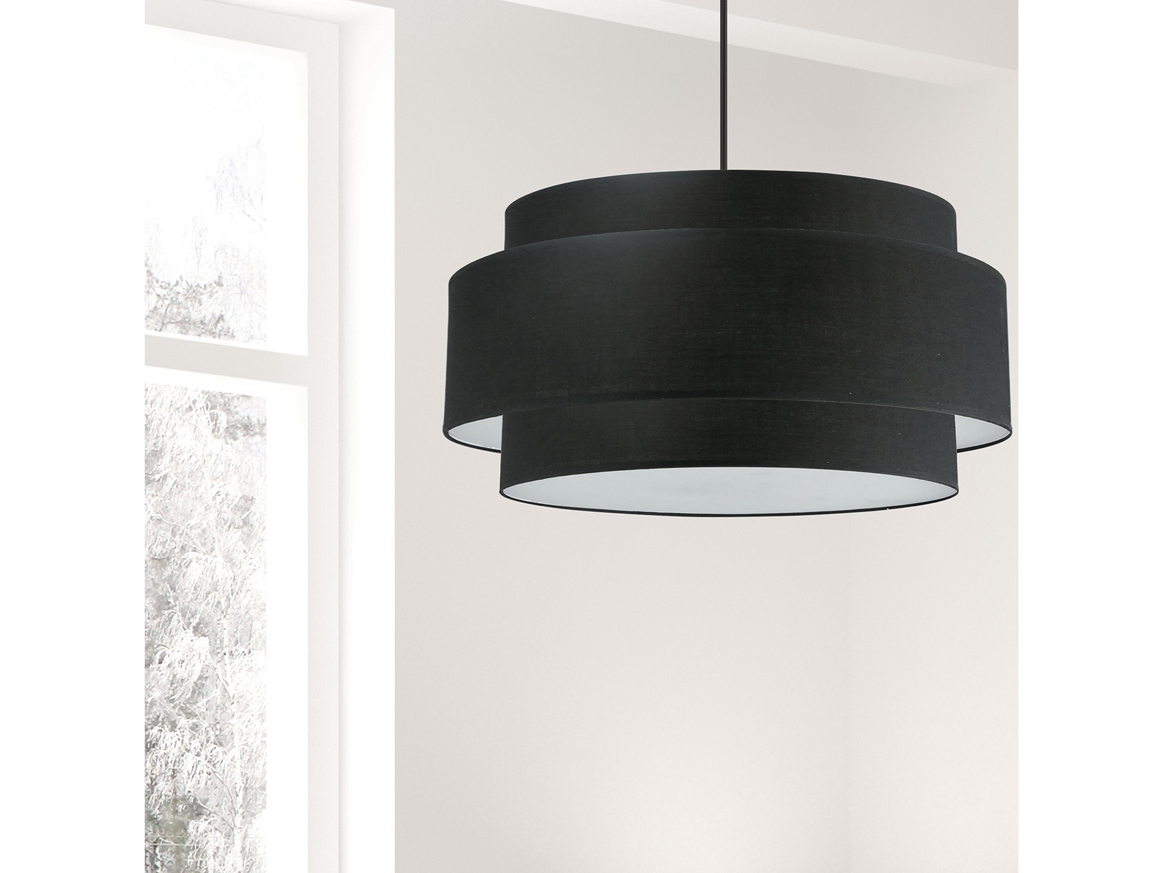 Dainolite Priya 4-Light Matte Black Drum Tiered Pendant