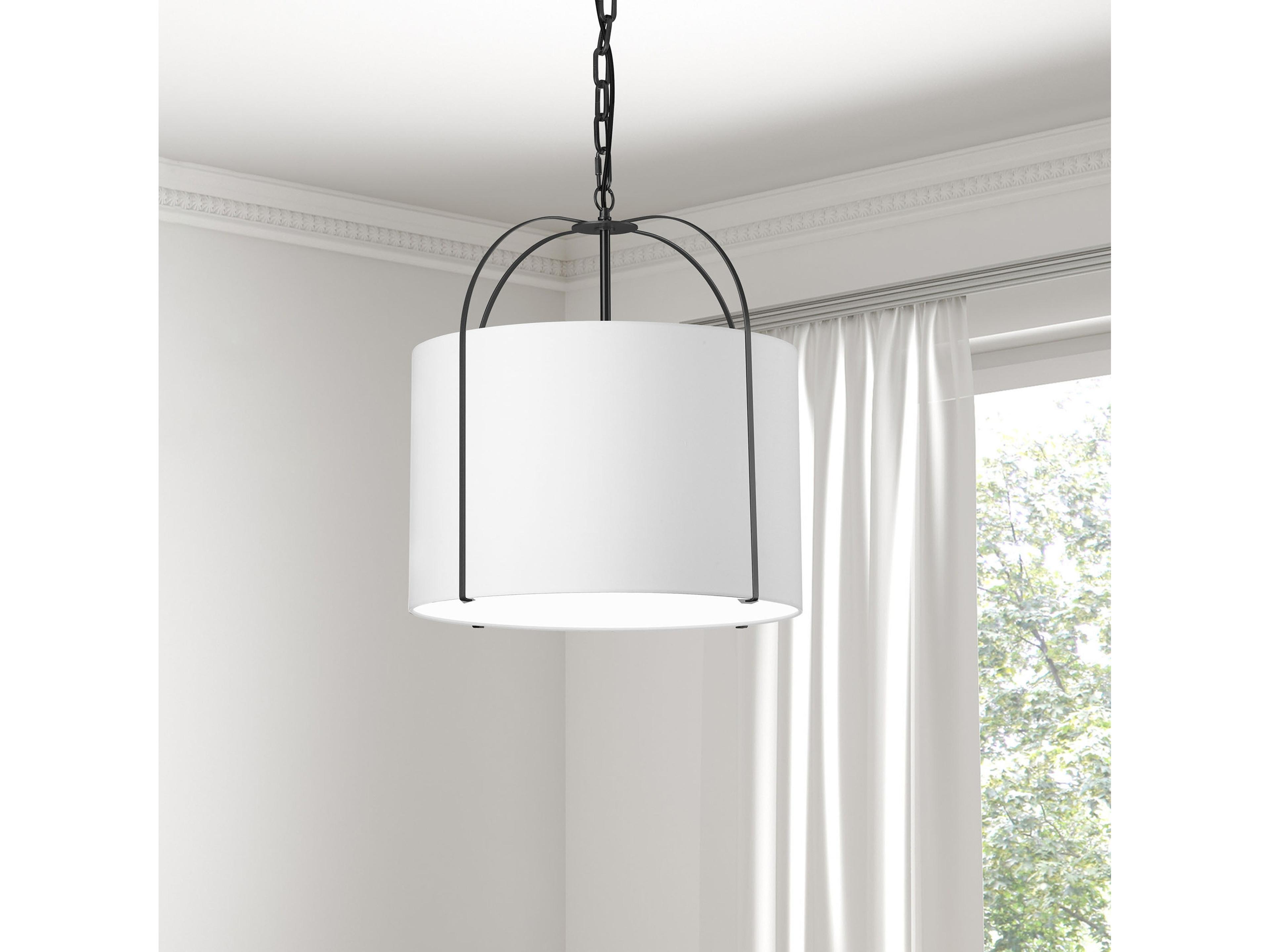 Dainolite Quincy 1-Light Matte Black Drum Pendant