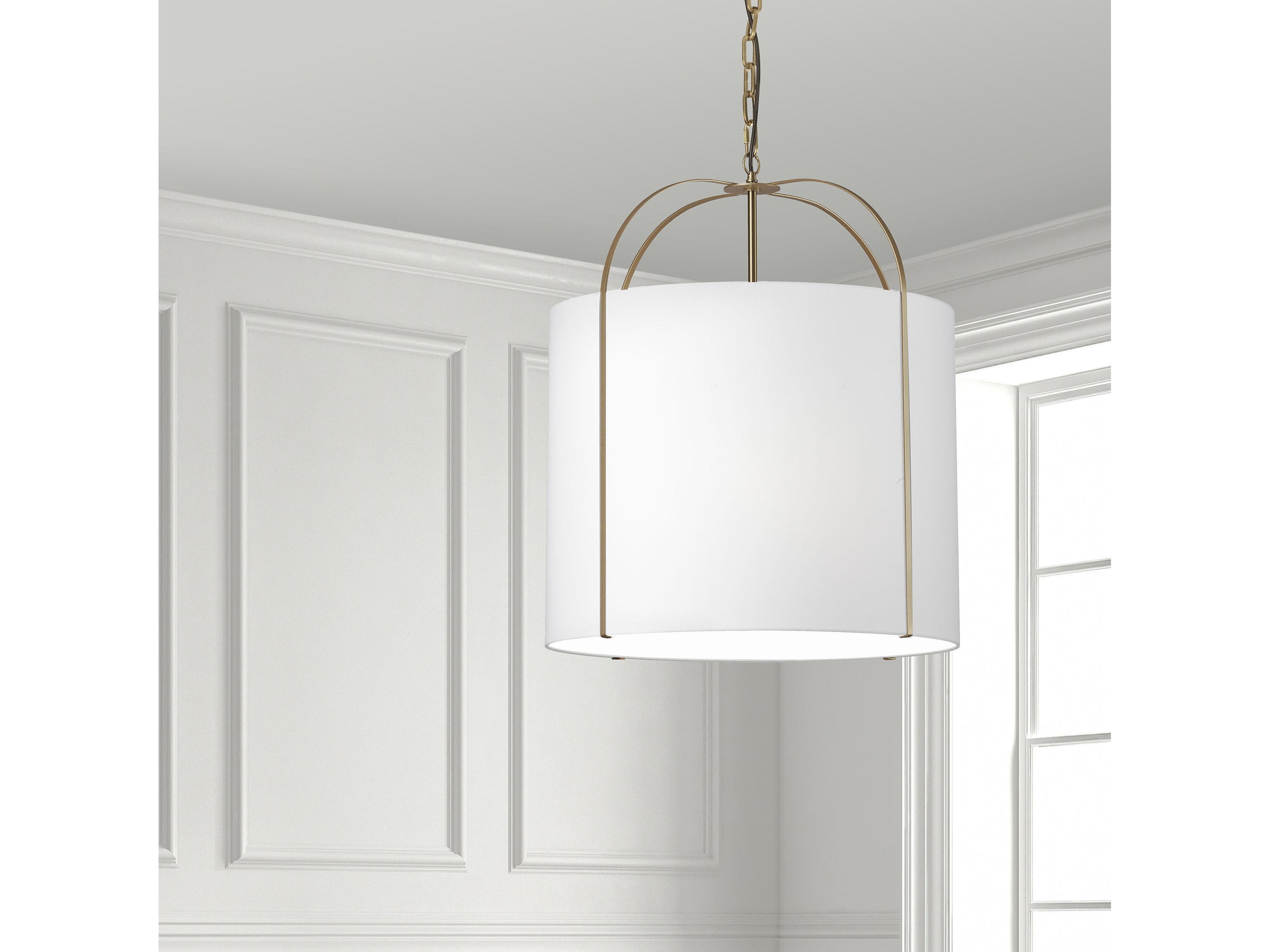 Dainolite Quincy 3-Light Gold Drum Pendant