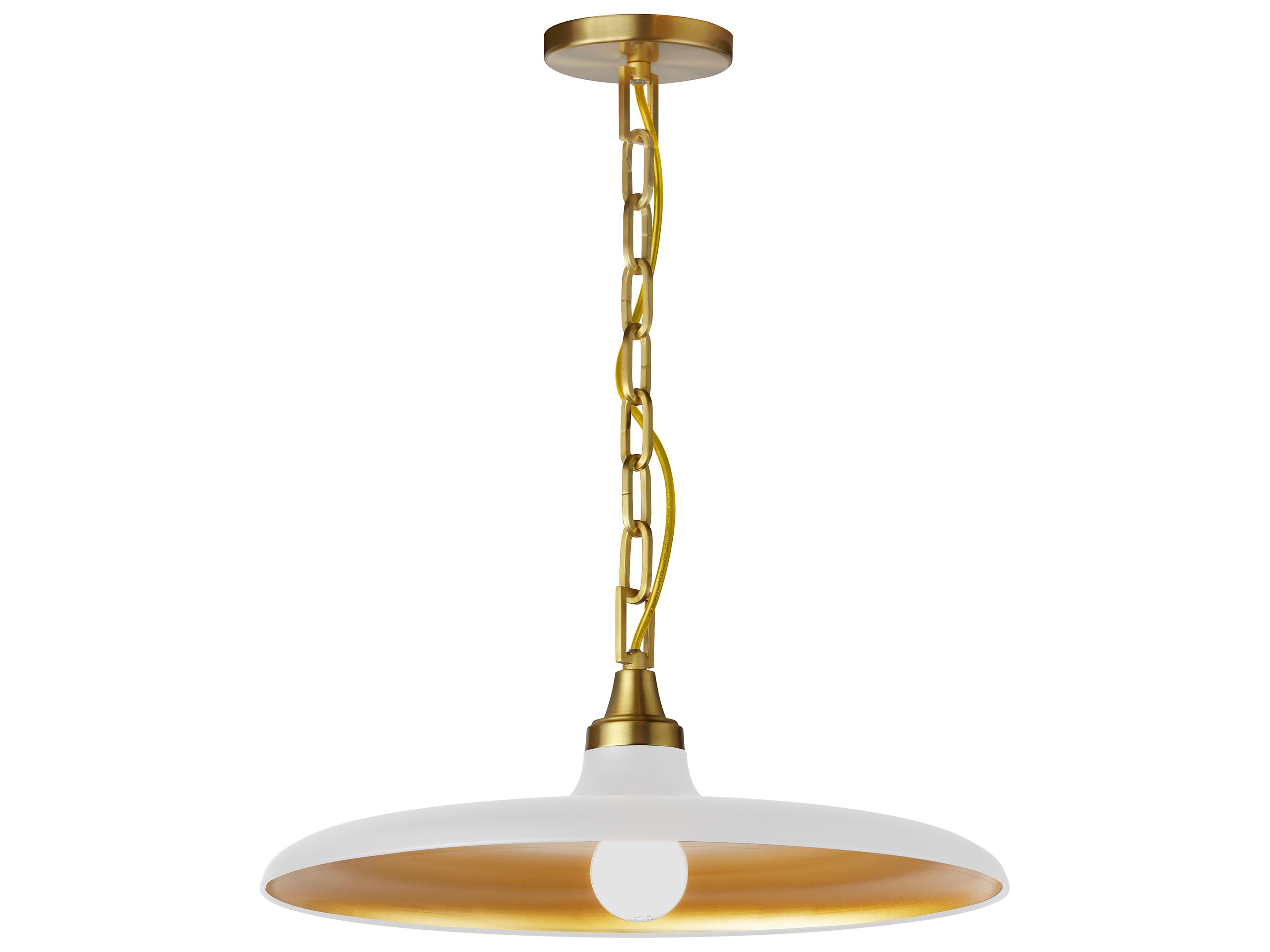 Quentin Pendant Light in Matte White and Aged Gold