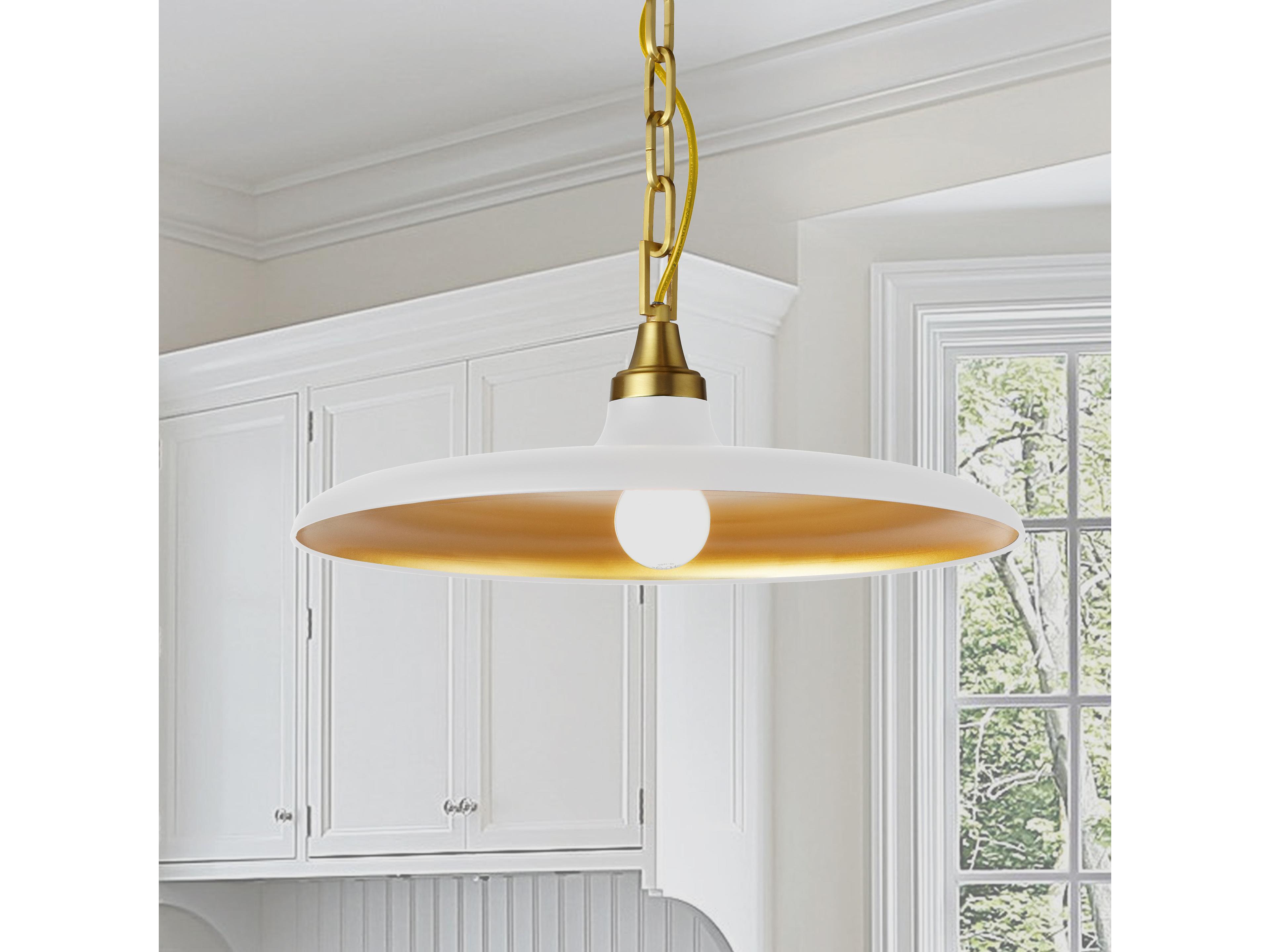 Dainolite Quentin 1-Light Matte White Gold Brass Pendant