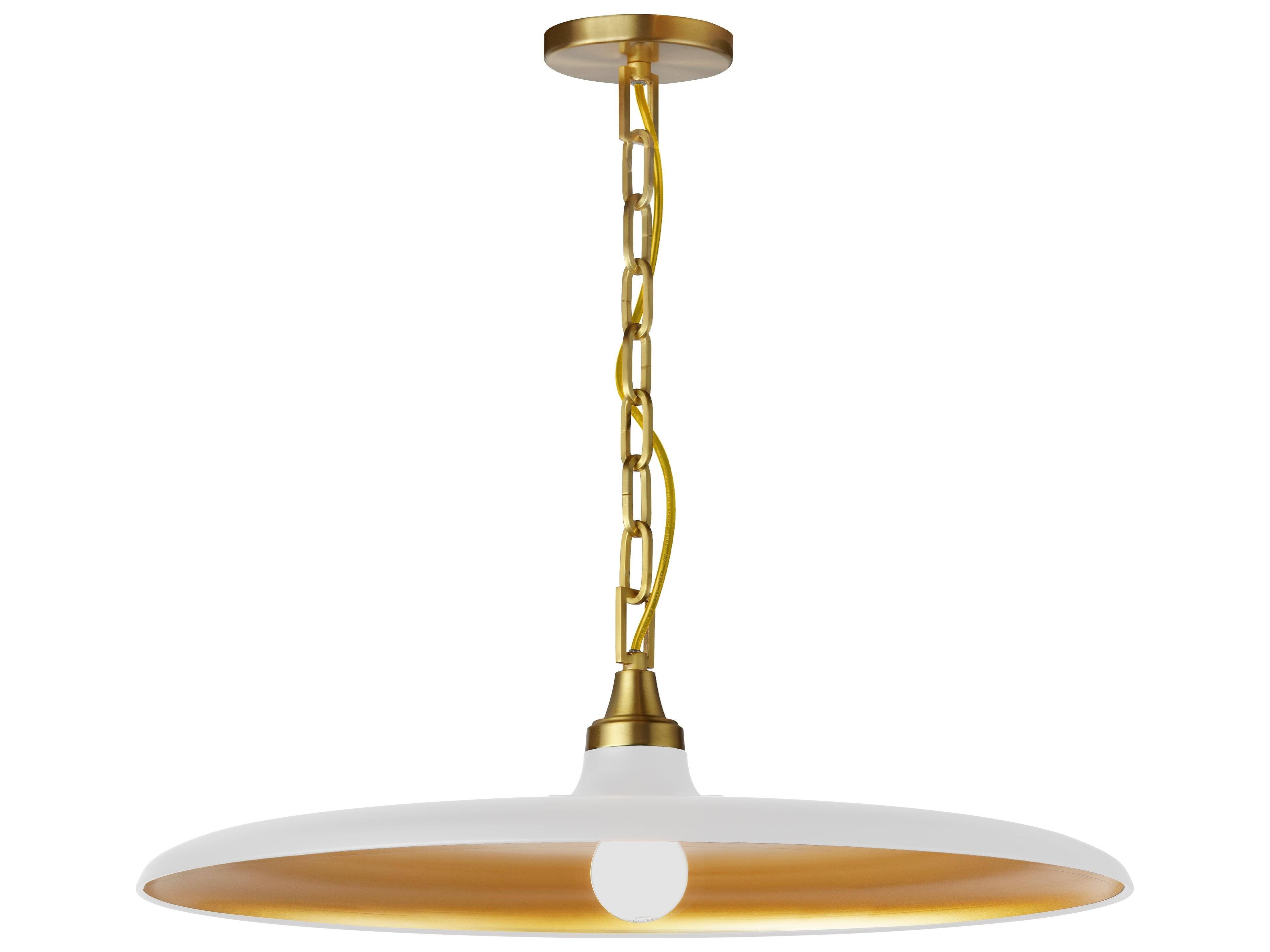 Quentin Pendant Light in Aged Brass and Matte White
