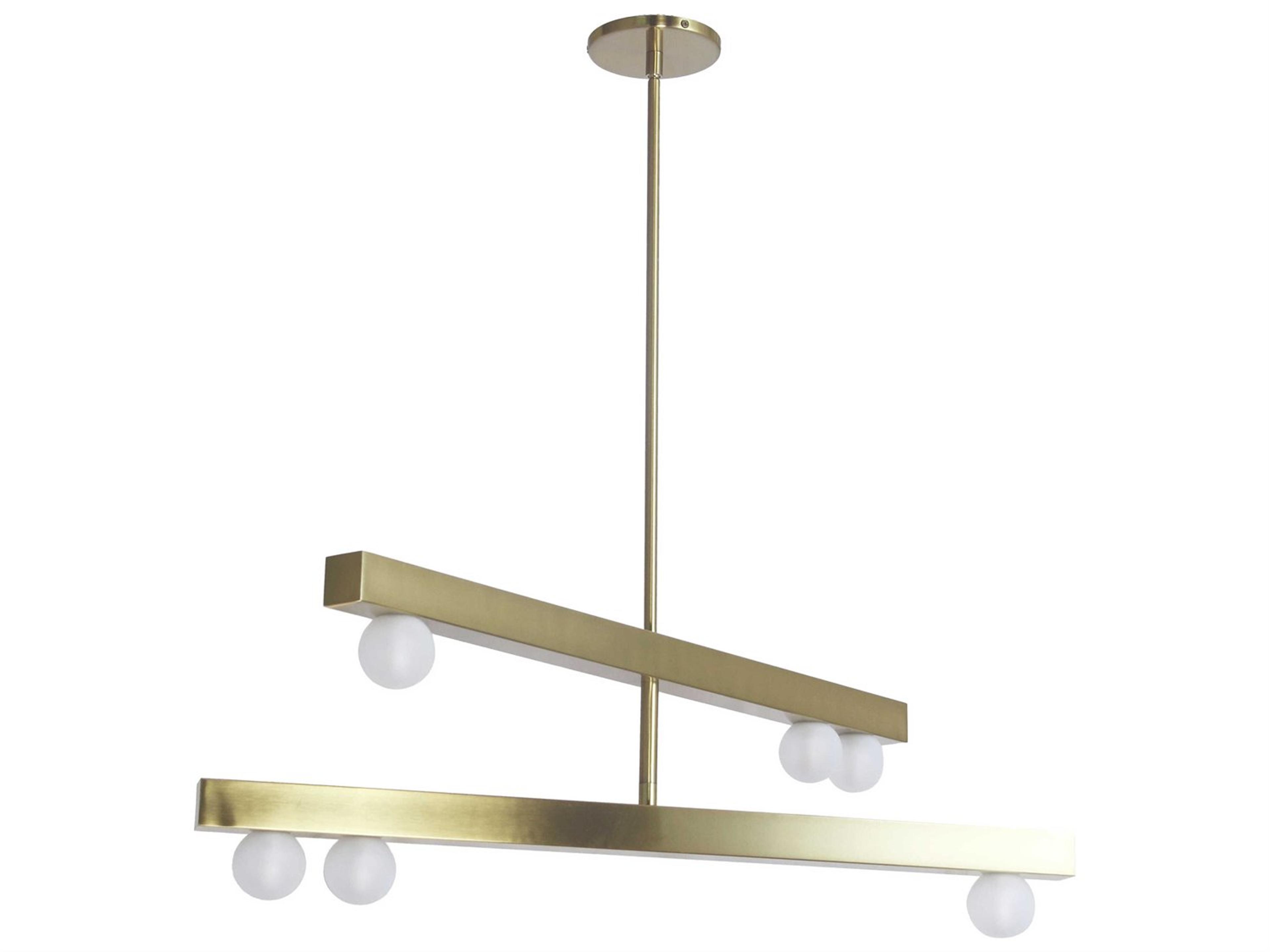 Dainolite Raleigh 6-Light Aged Brass Globe Linear Tiered Chandelier