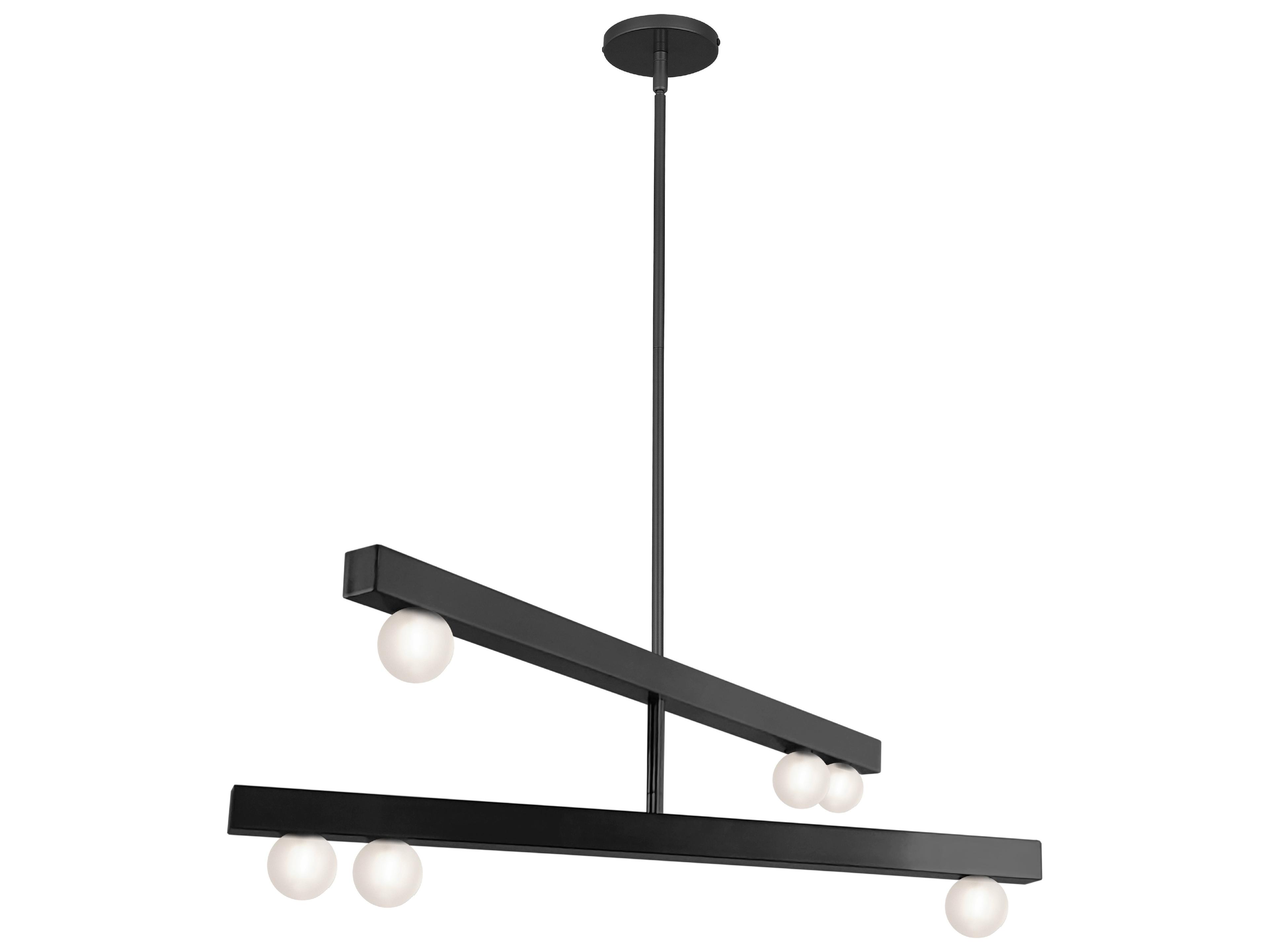 Raleigh 6-Light Matte Black Globe Linear Tiered Chandelier