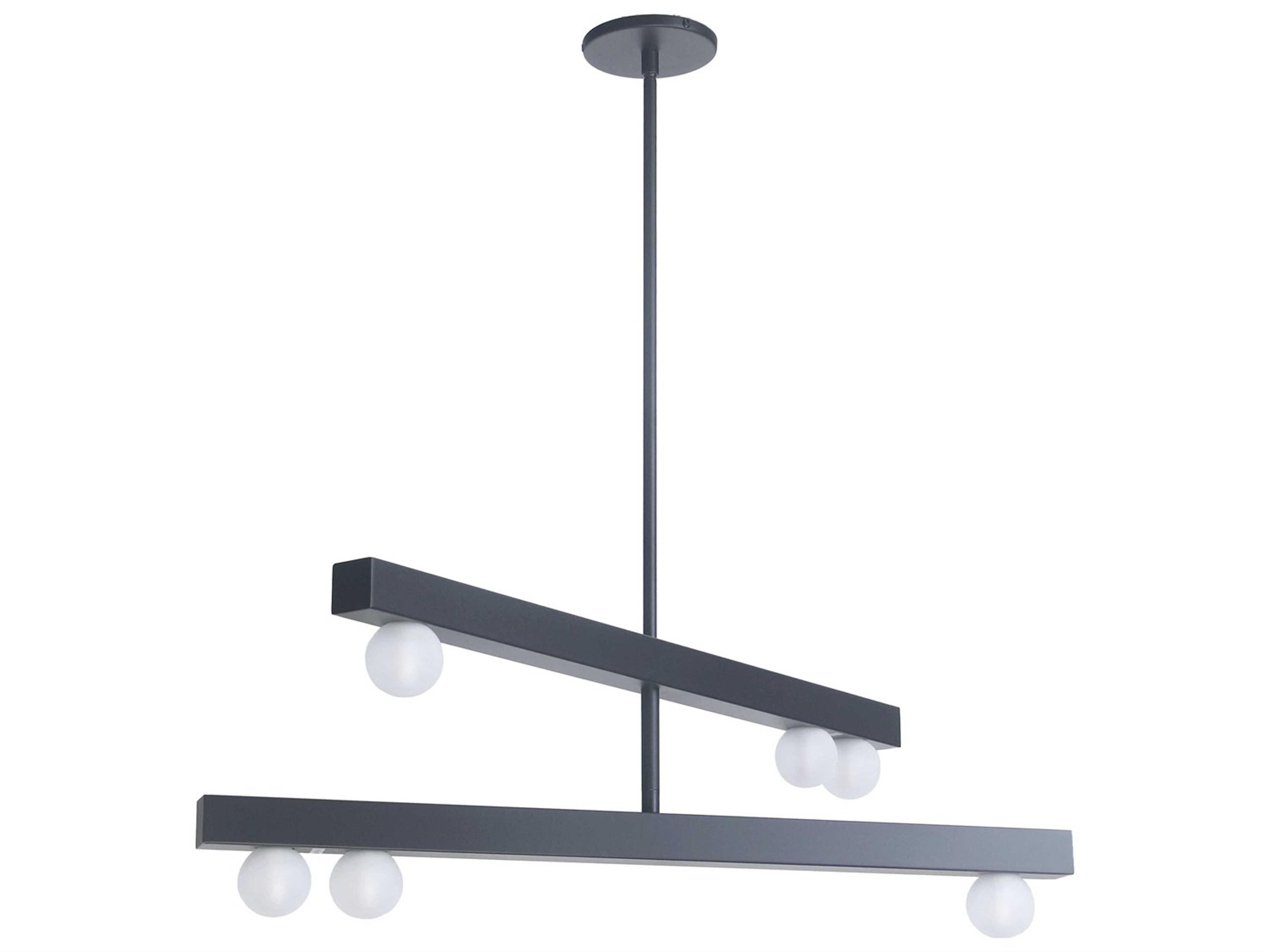 Dainolite Raleigh 6-Light Matte Black Globe Linear Tiered Chandelier