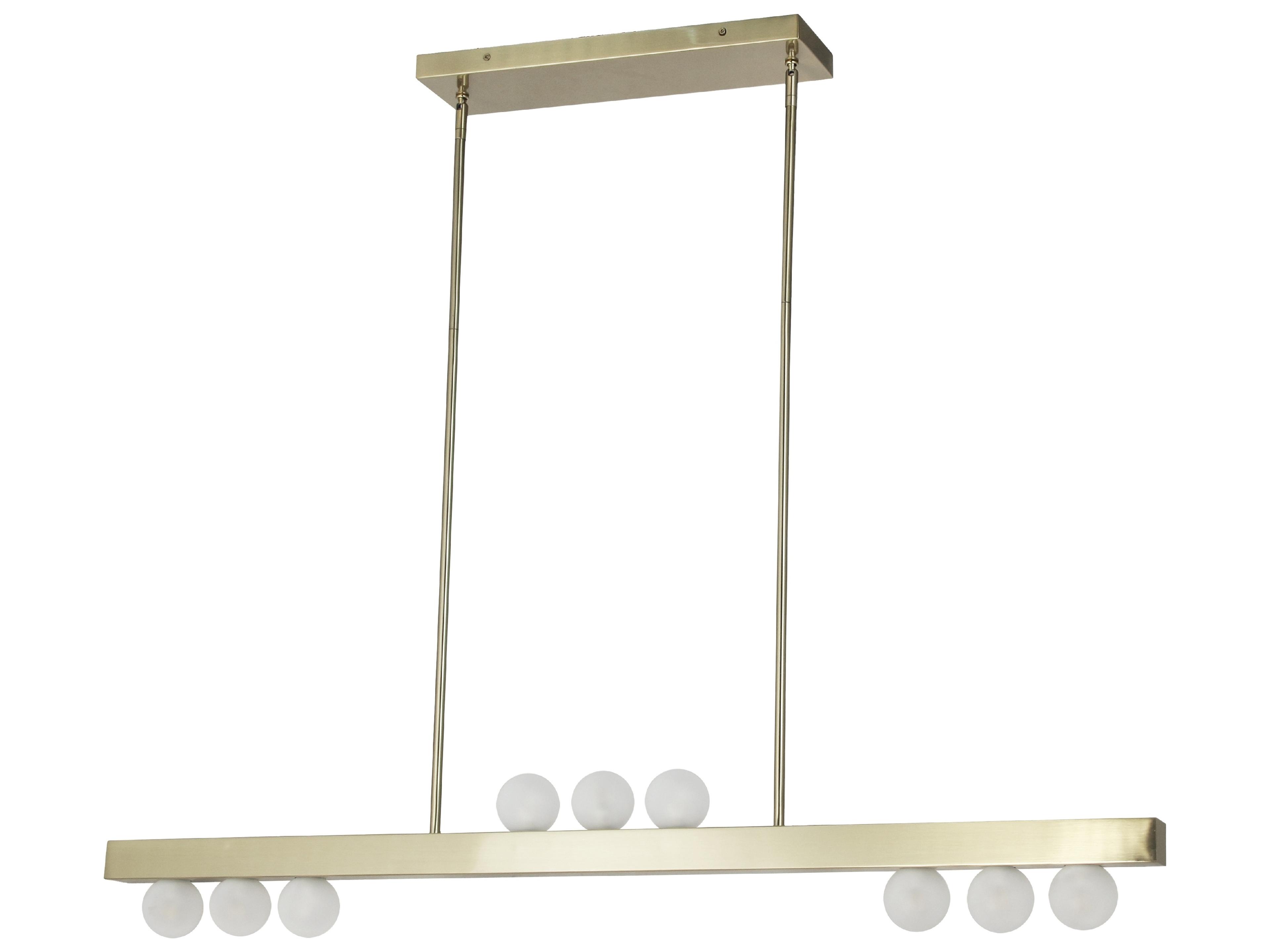 Raleigh 9-Light Aged Brass Globe Linear Island Pendant