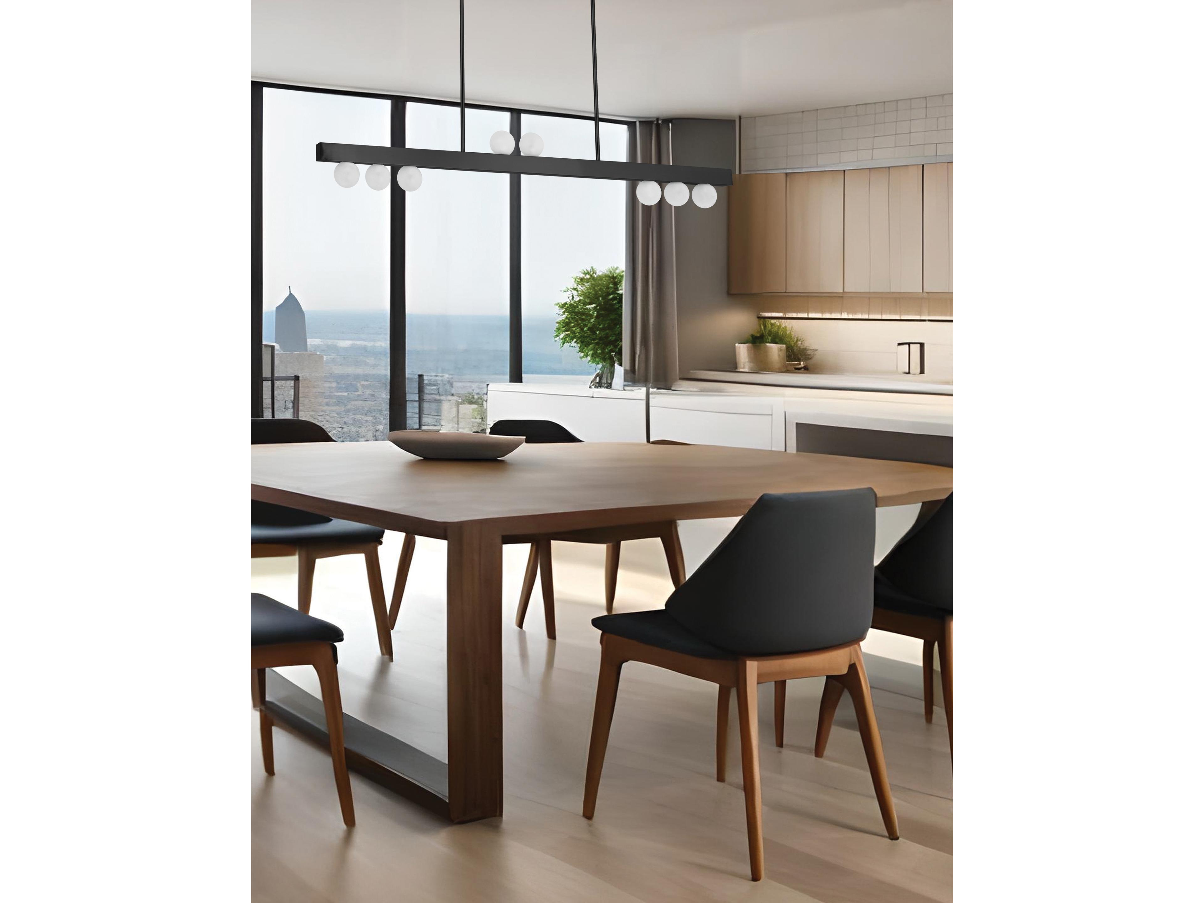 Dainolite Raleigh 9-Light Matte Black Globe Linear Island Pendant