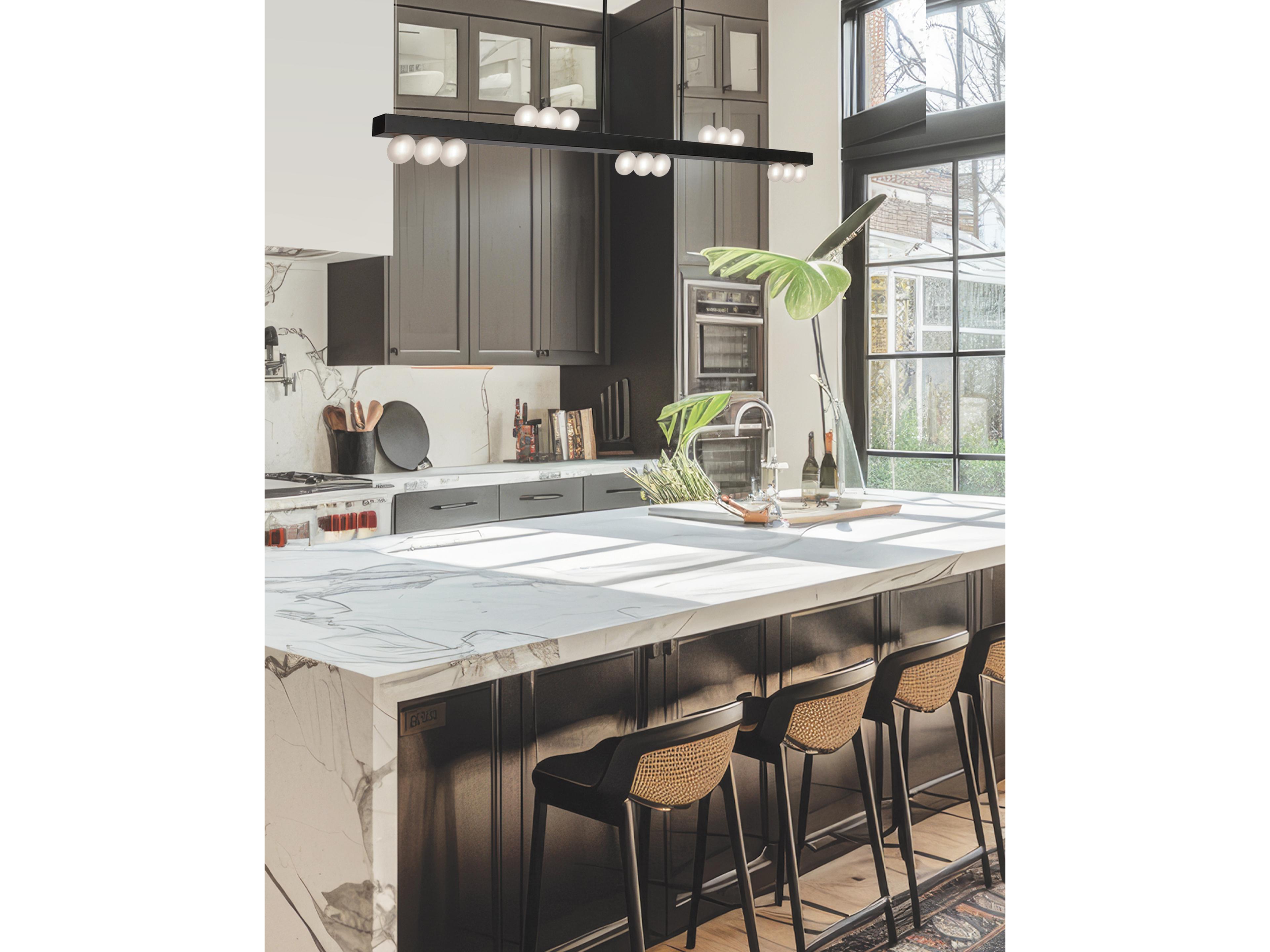 Dainolite Raleigh 15-Light Matte Black Linear Island Pendant