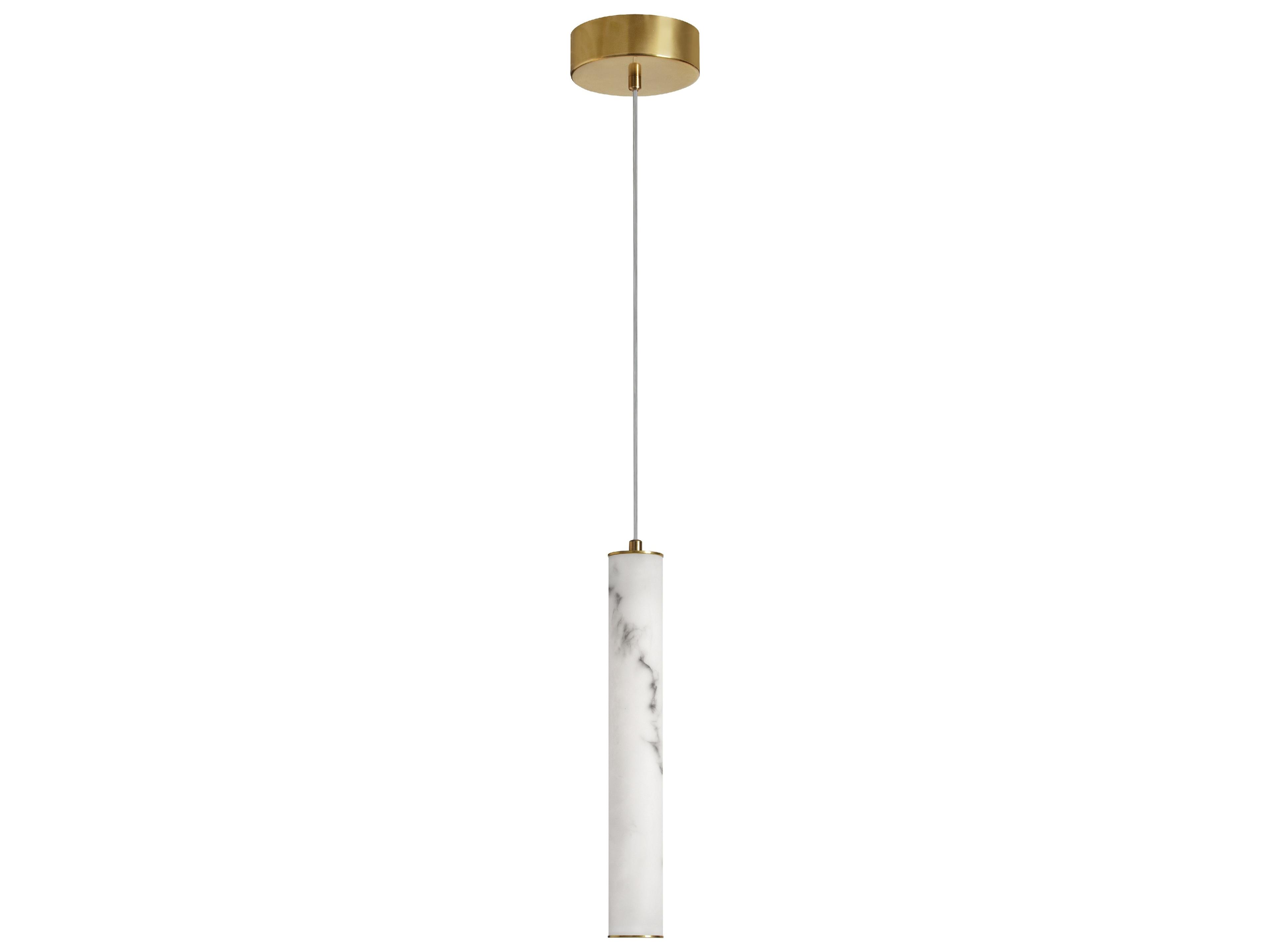 Reuben 1-Light White Aged Brass Cylinder Mini Pendant