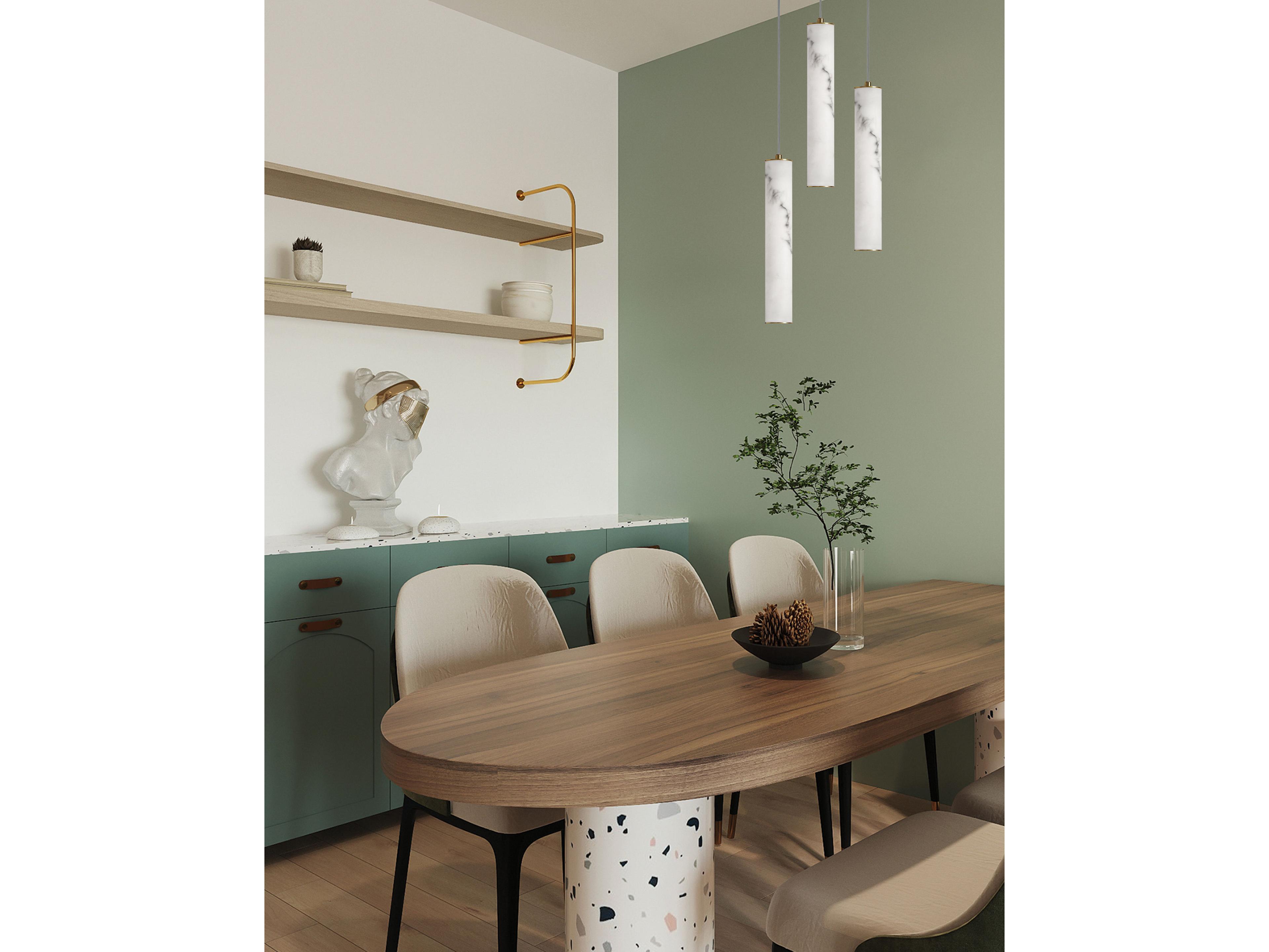 Dainolite Reuben 3-Light White Aged Brass Cylinder Mini Pendant