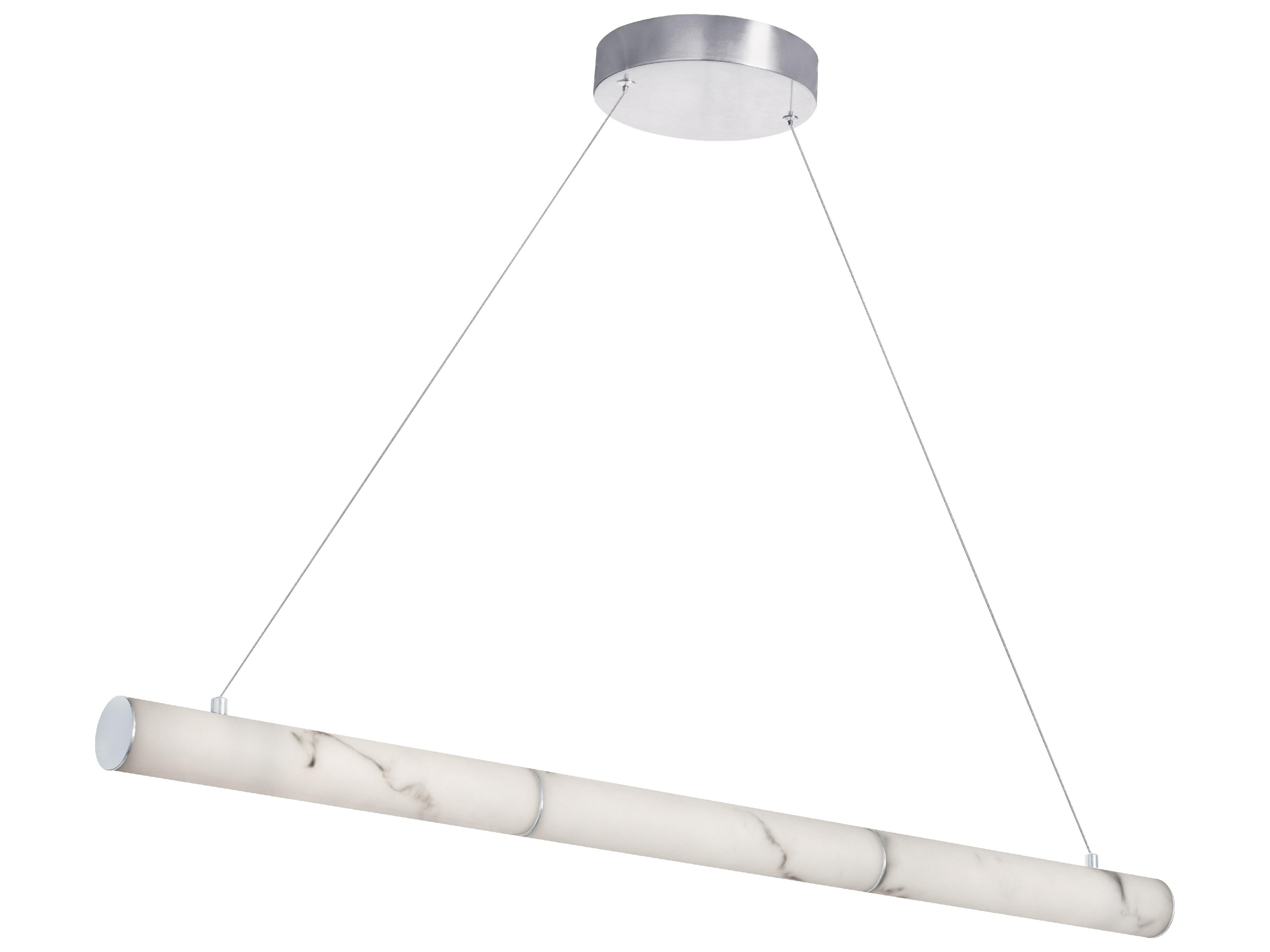 Reuben 1-Light White Polished Chrome Cylinder Linear Island Pendant