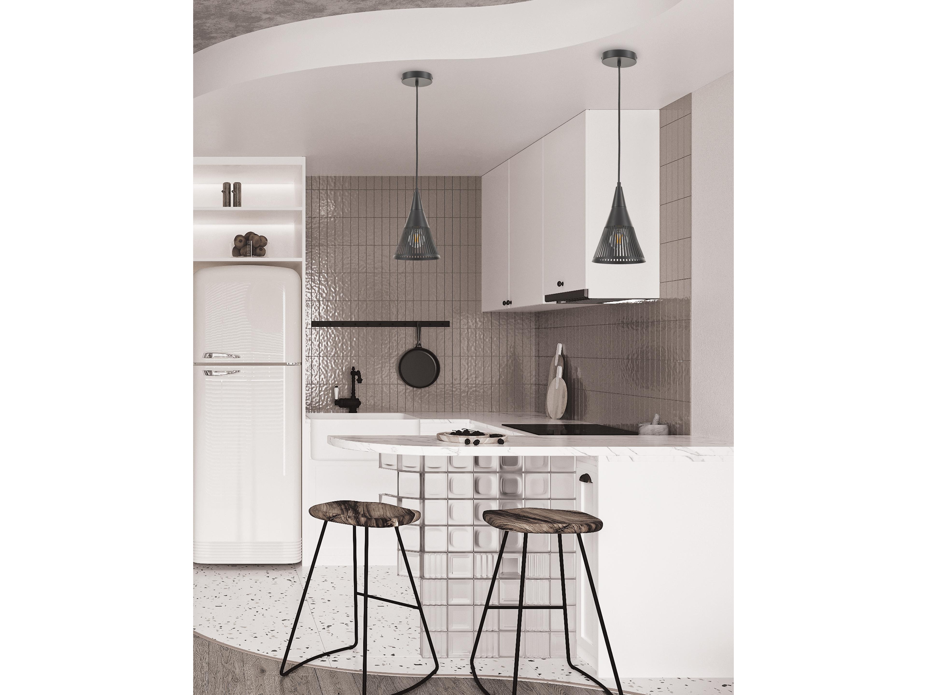 Dainolite Rebecca 1-Light Matte Black Mini Pendant