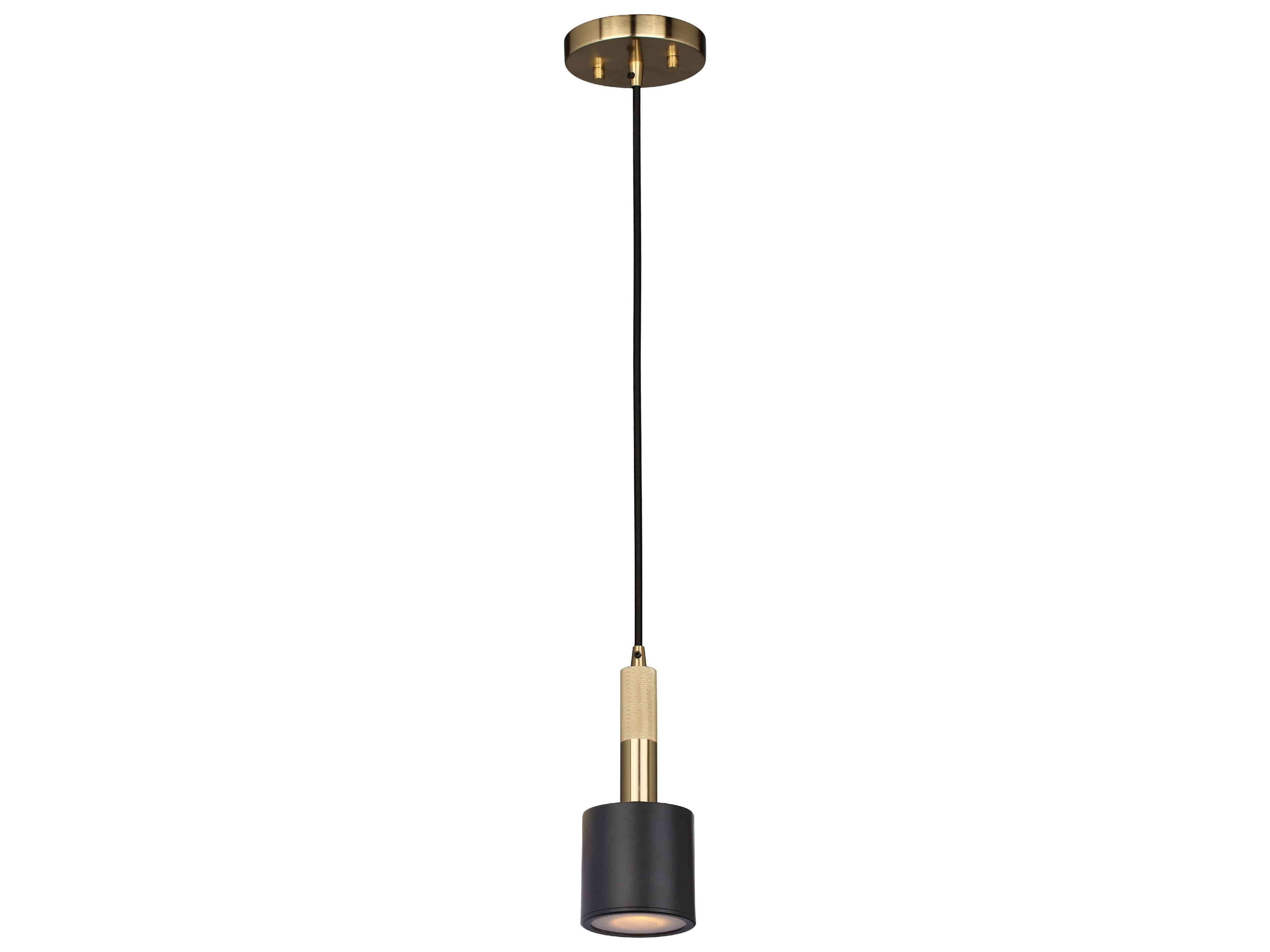 Rhoswen 1-Light Matte Black Aged Brass Cylinder Mini Pendant