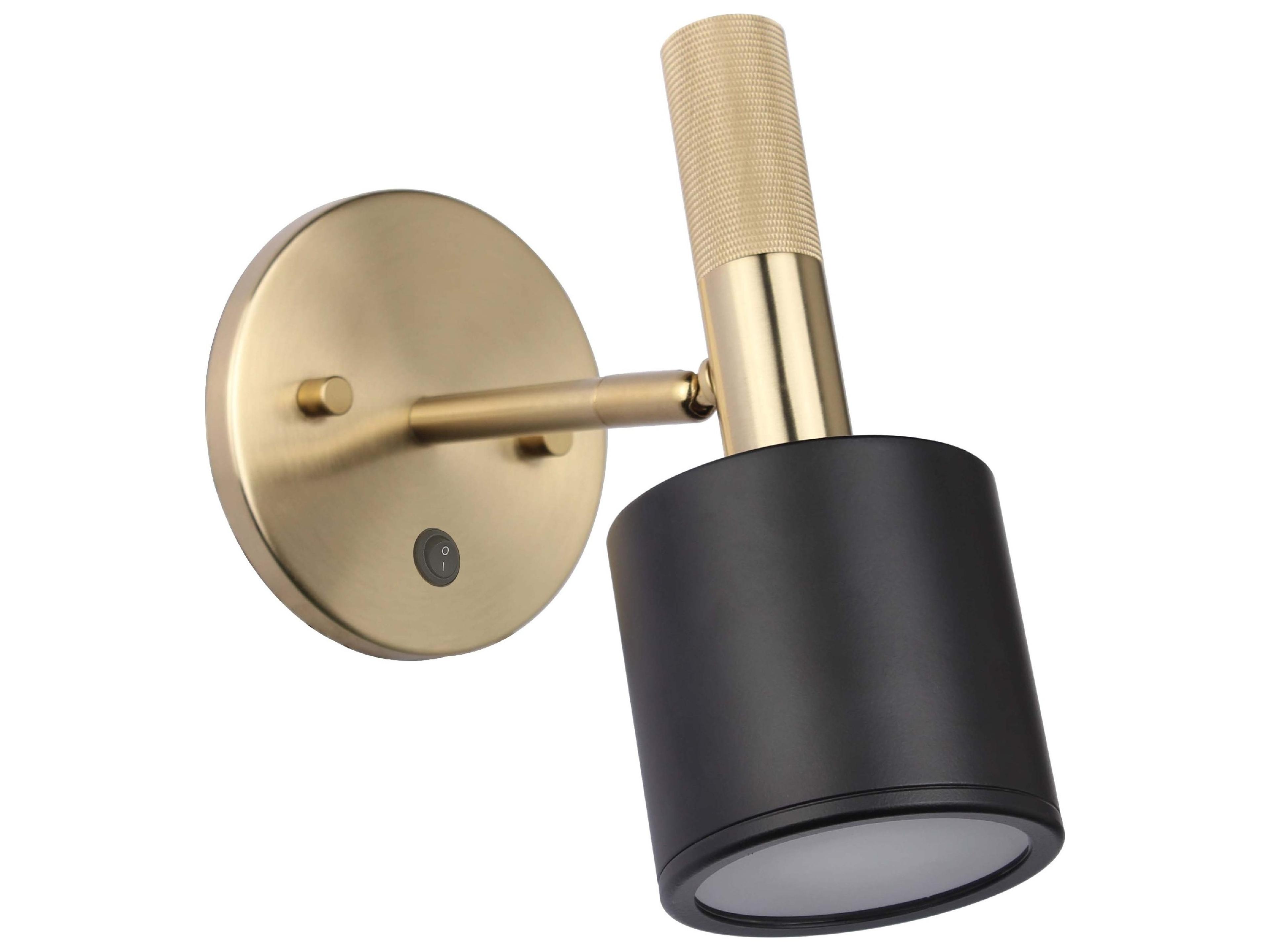 Rhoswen 1-Light Matte Black Aged Brass Wall Sconce