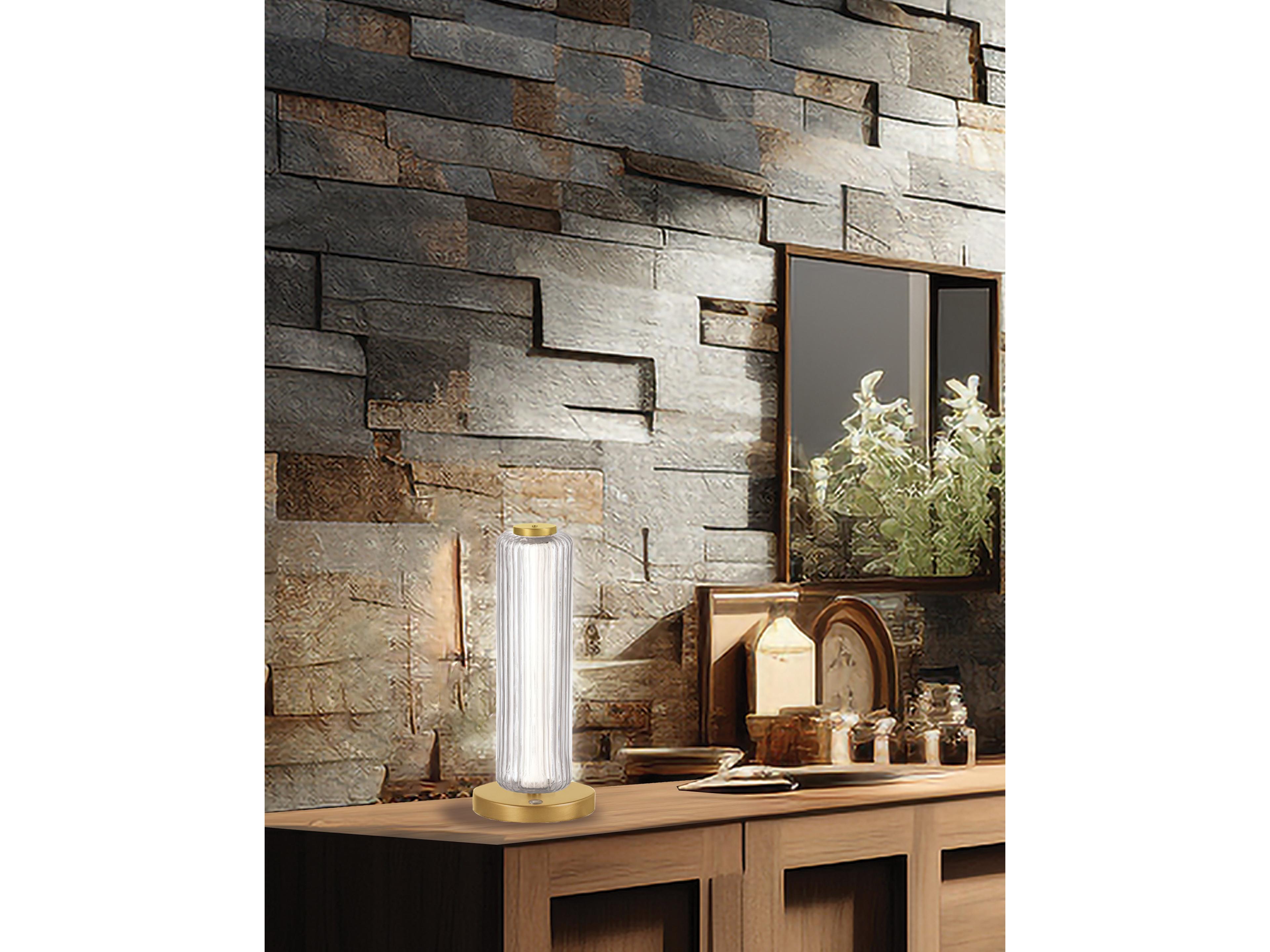 Dainolite Ramona Aged Brass Clear Glass Table Lamp