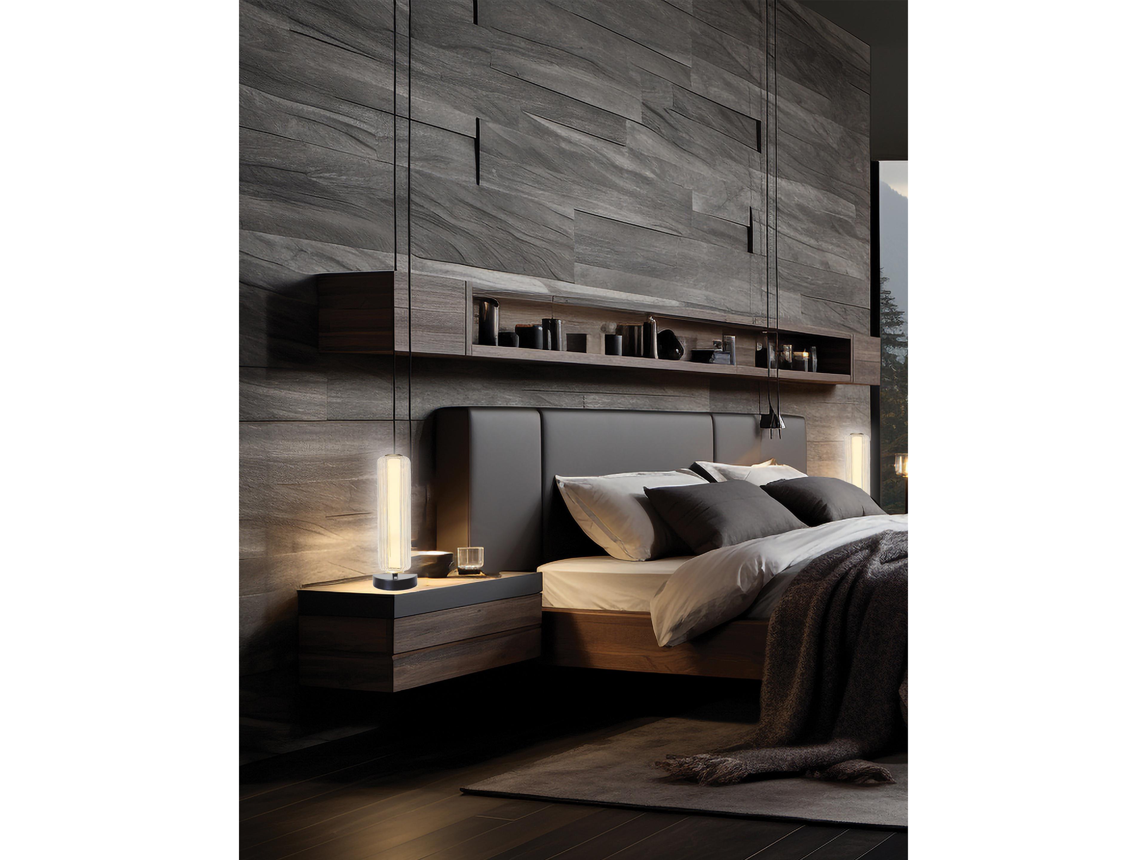 Dainolite Ramona Matte Black Clear Glass Table Lamp