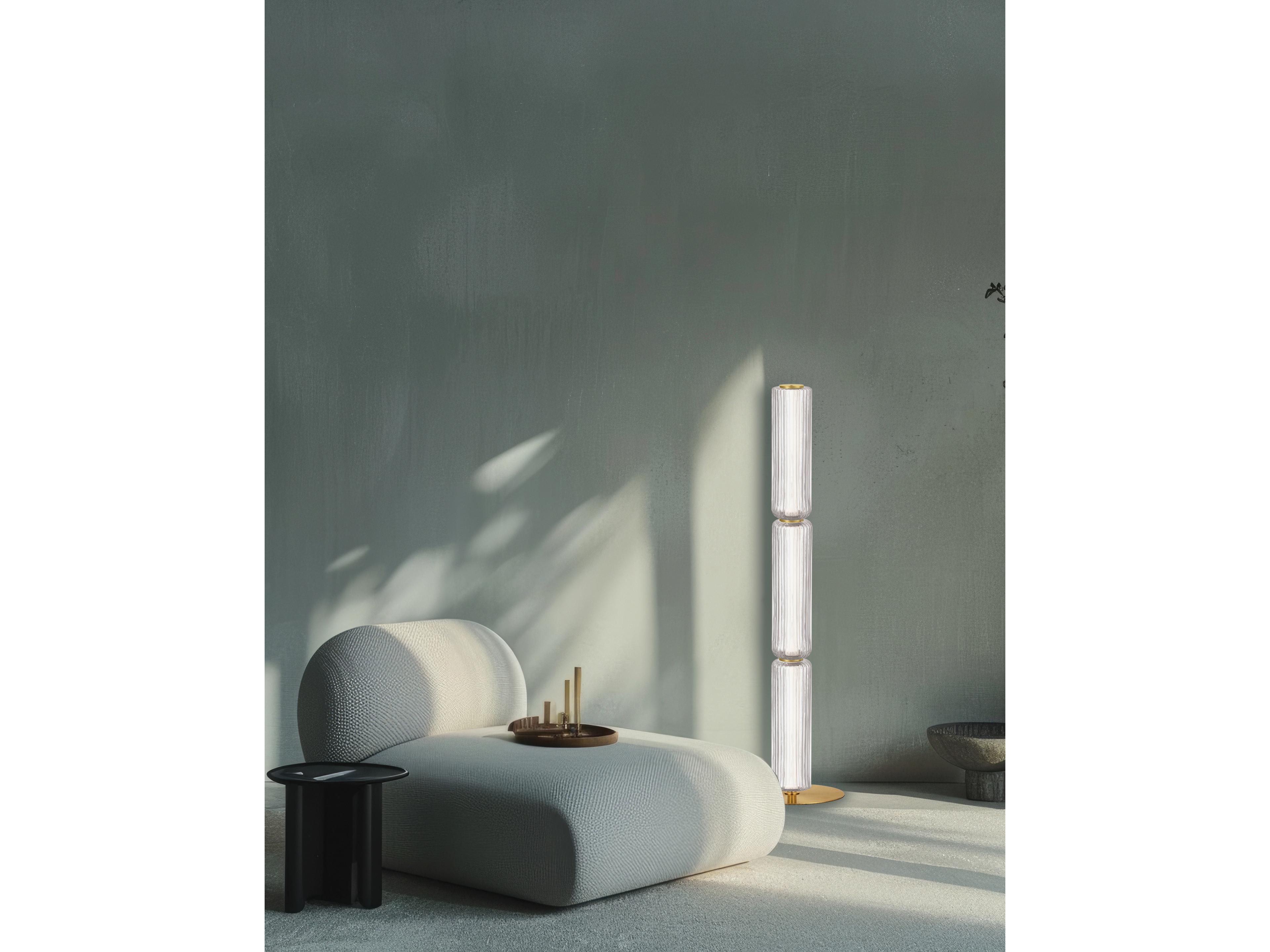 Dainolite Ramona Aged Brass Clear Glass Floor Lamp